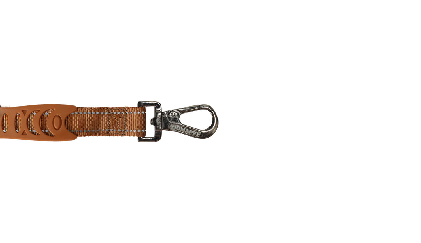 Copper Brown Nylon Adjustable Bungee Dog Leash