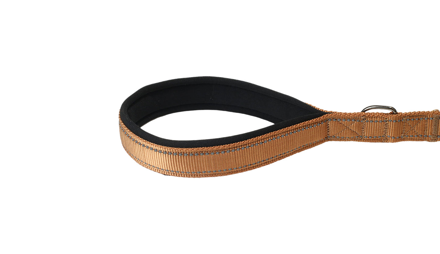 Copper Brown Nylon Adjustable Bungee Dog Leash