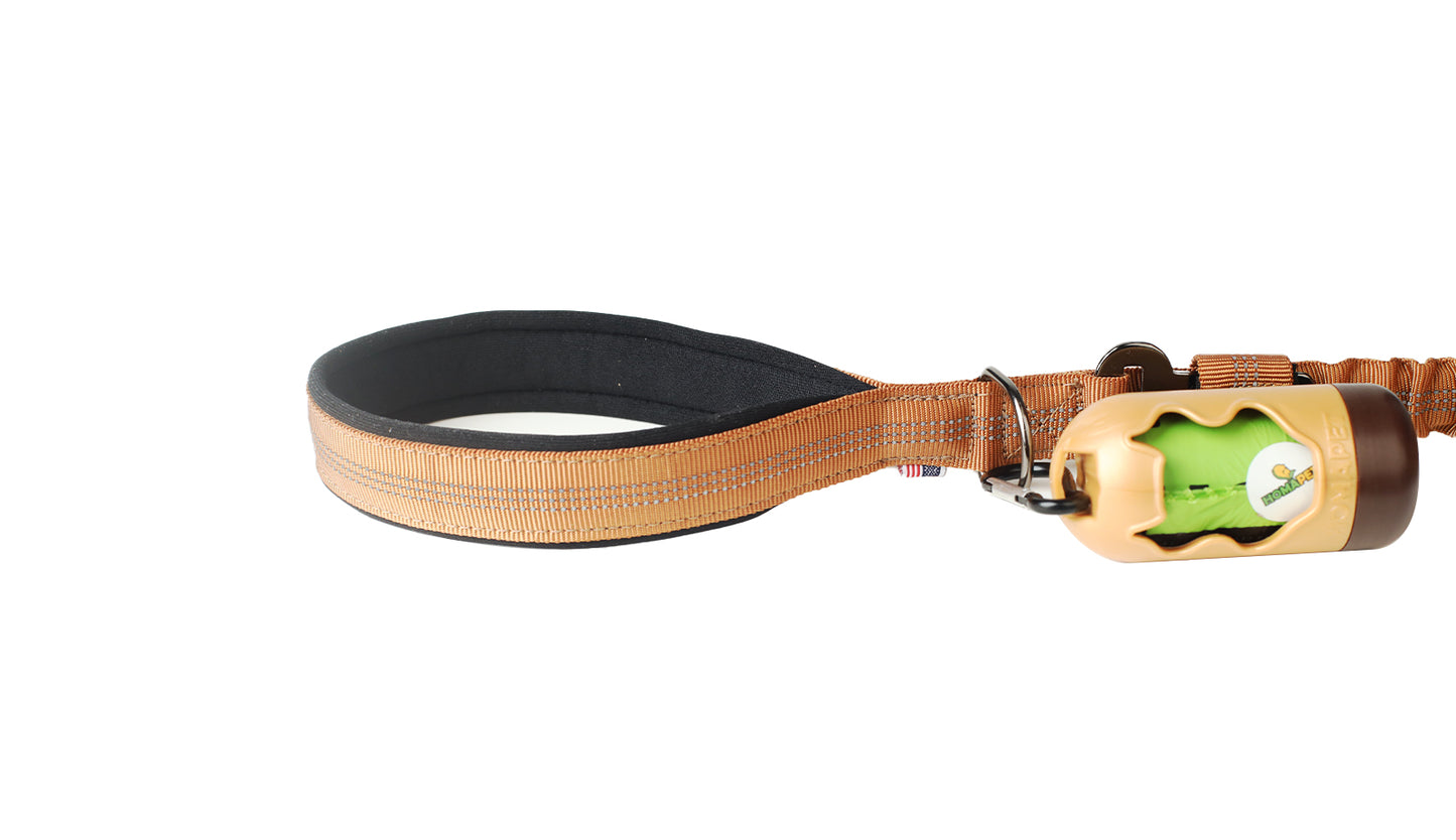 Copper Brown Nylon Full Bungee Dog Leash