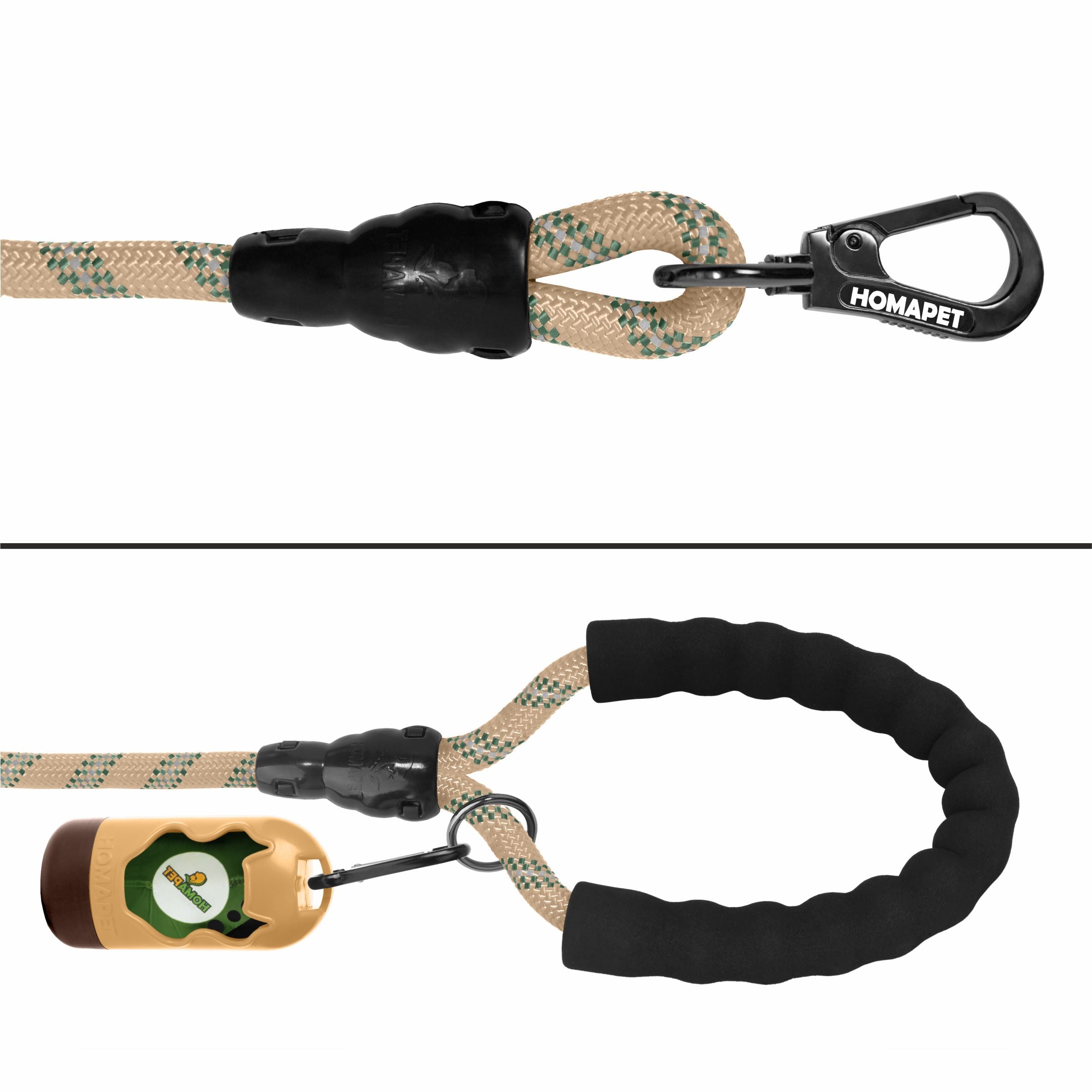 Copper Brown - Olive Green Braided Polyester Reflective Dog Rope