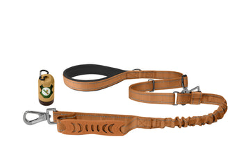 Copper Brown Nylon Adjustable Bungee Dog Leash