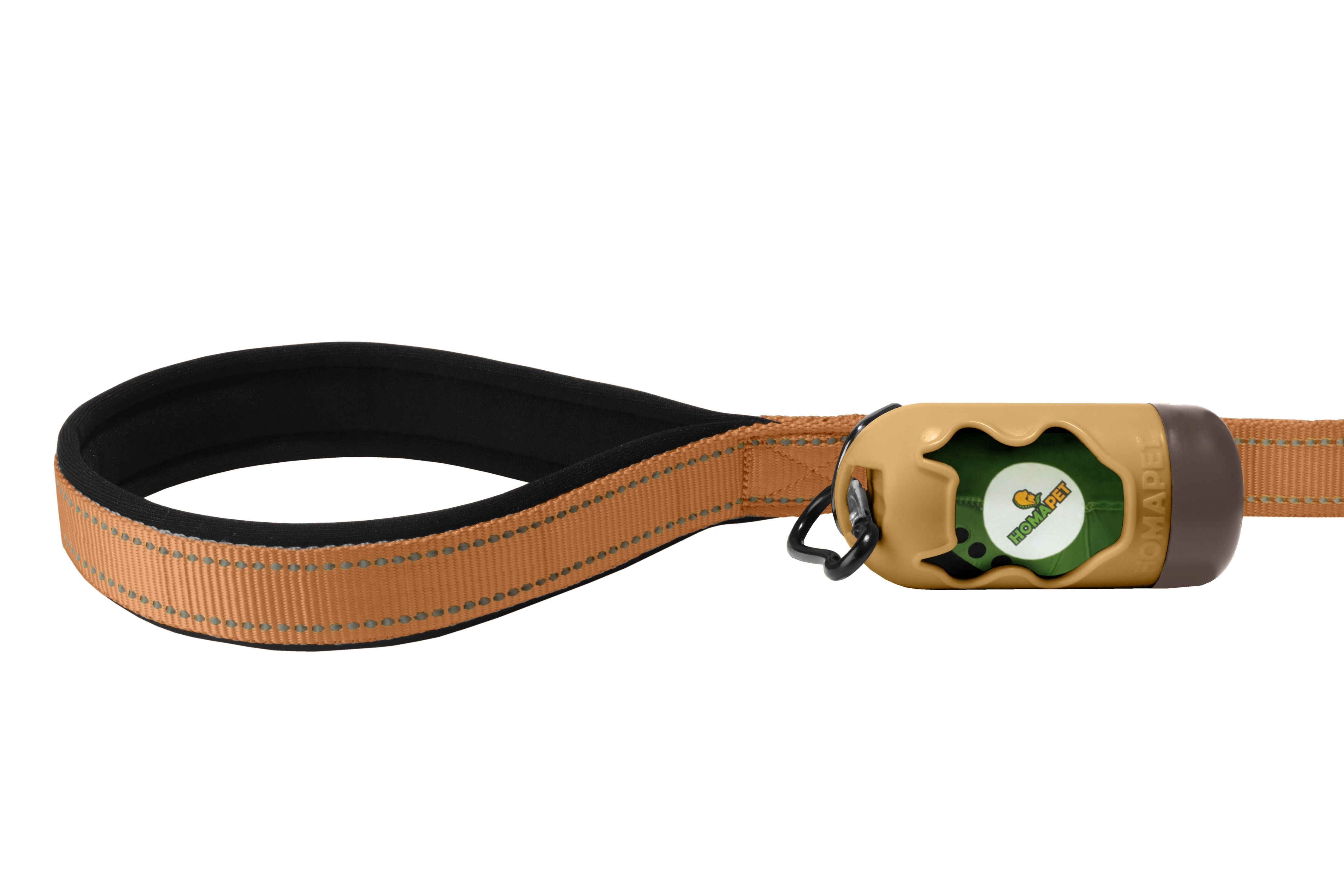Copper Brown Nylon Adjustable Bungee Dog Leash