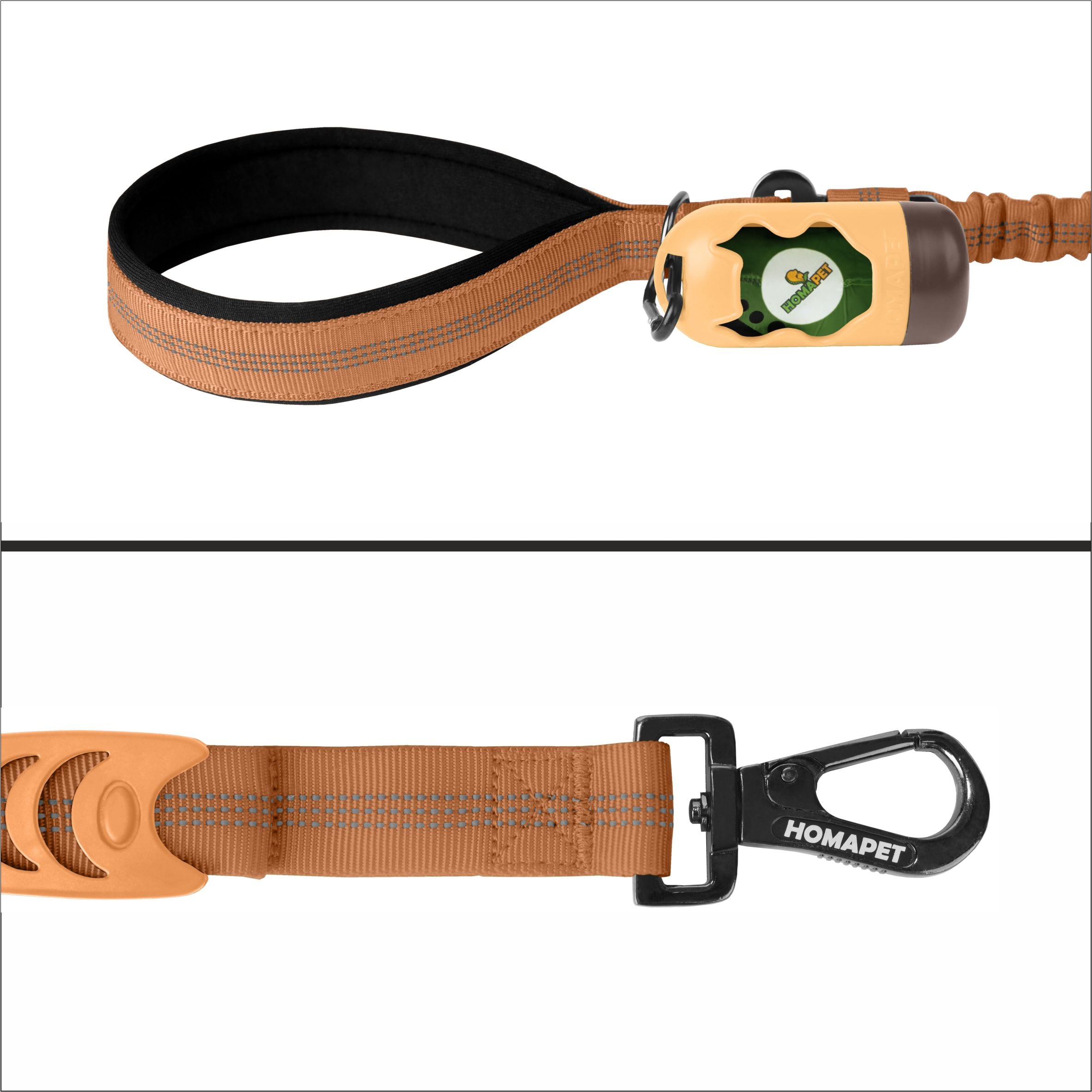 Copper Brown Nylon Full Bungee Dog Leash