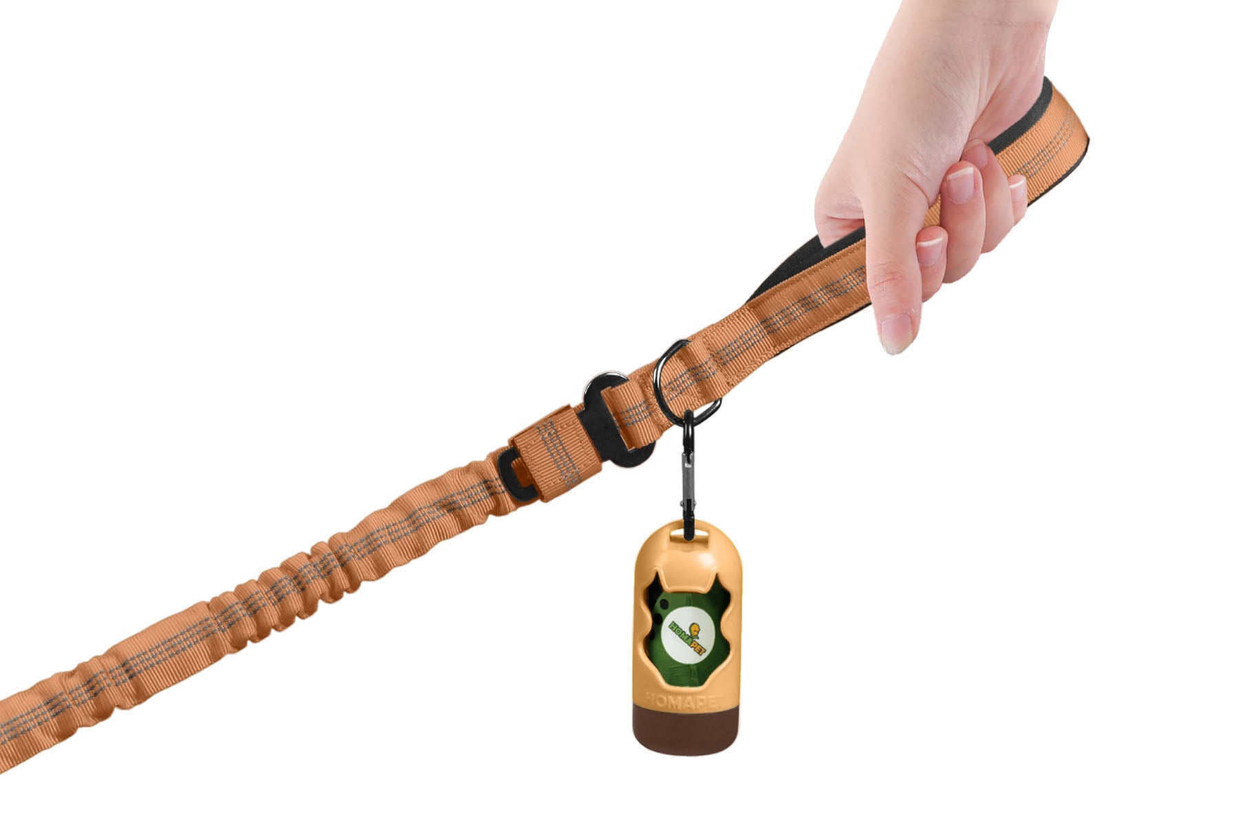 Copper Brown Nylon Full Bungee Dog Leash
