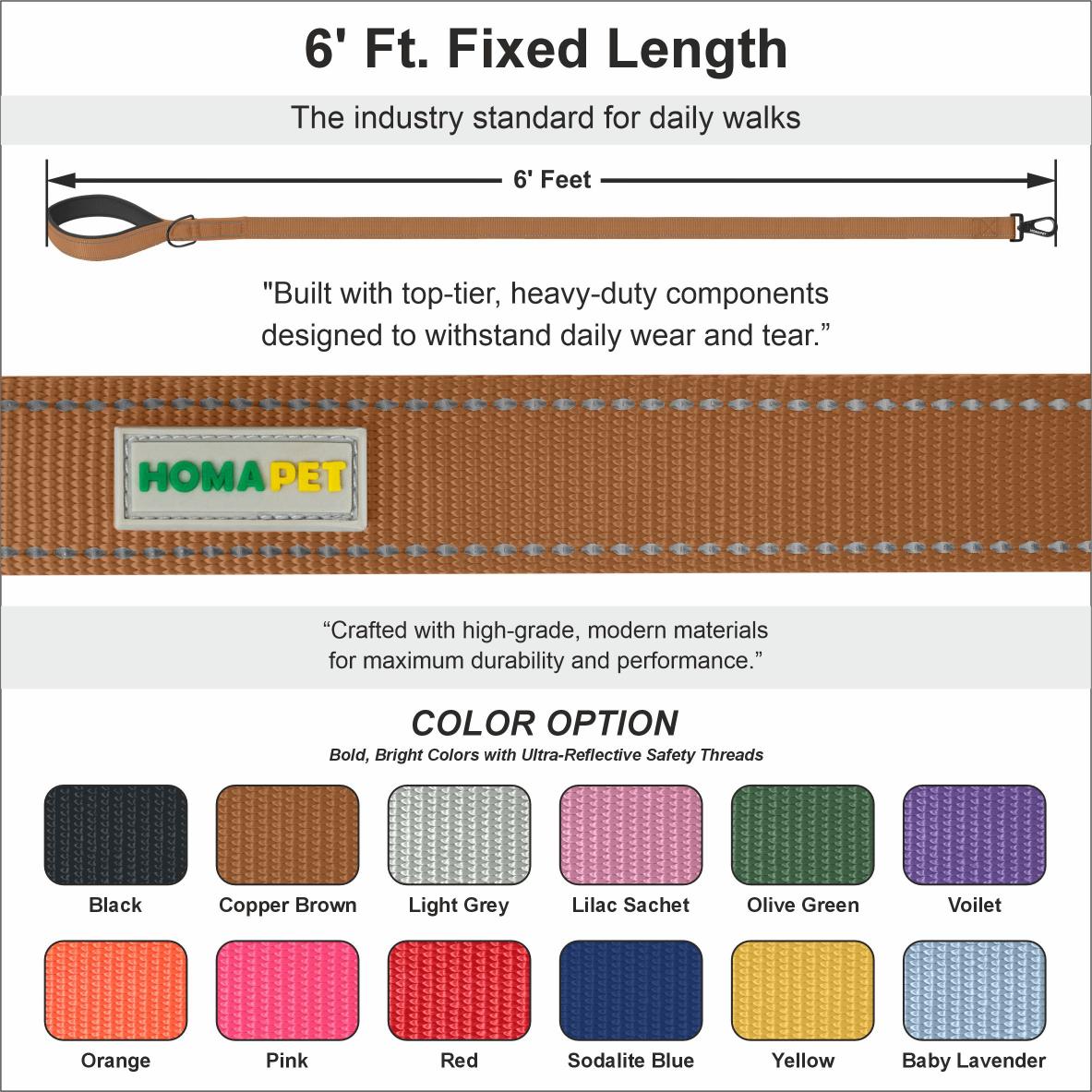 Copper Brown Nylon Dog Leash