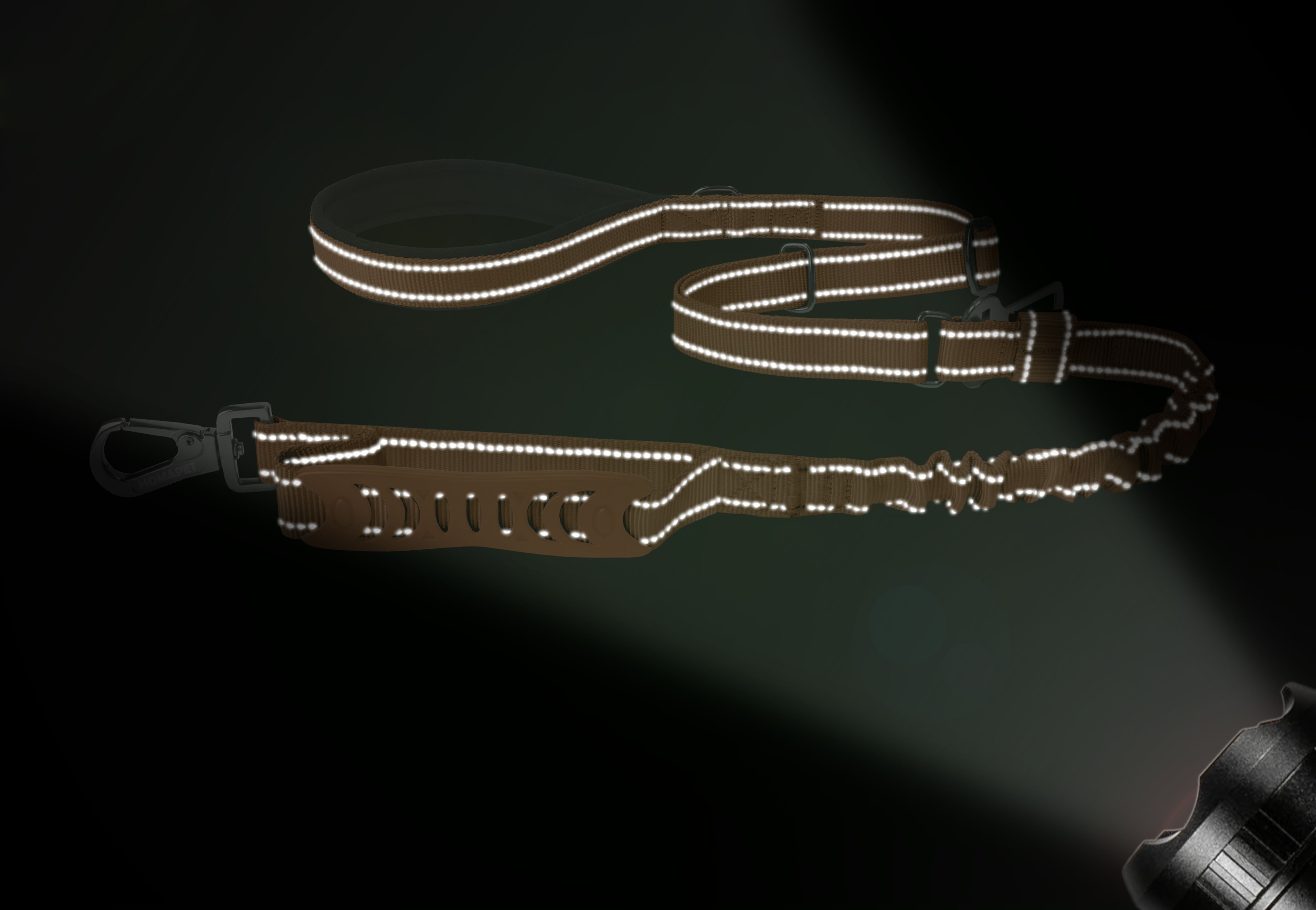 Copper Brown Nylon Adjustable Bungee Dog Leash