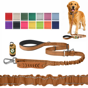 Copper Brown Nylon Adjustable Bungee Dog Leash