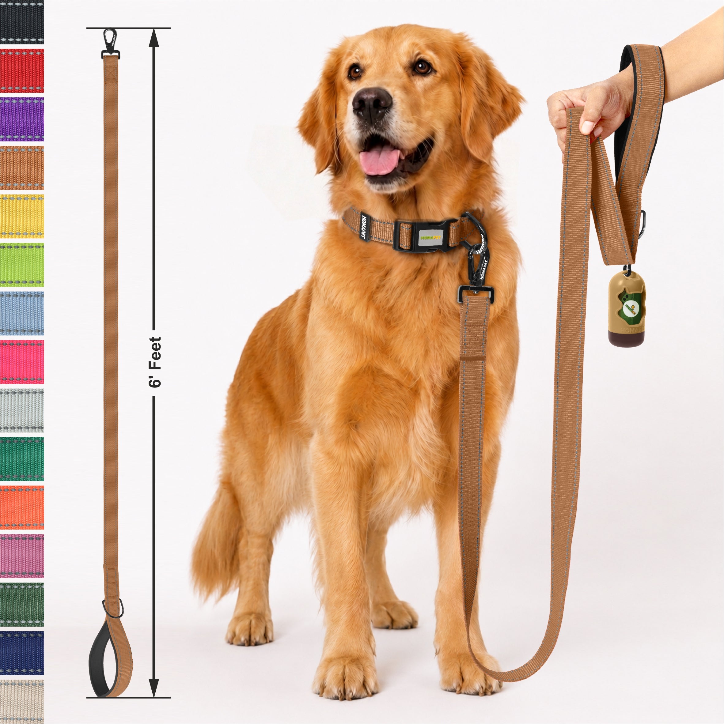 Copper Brown Nylon Dog Leash
