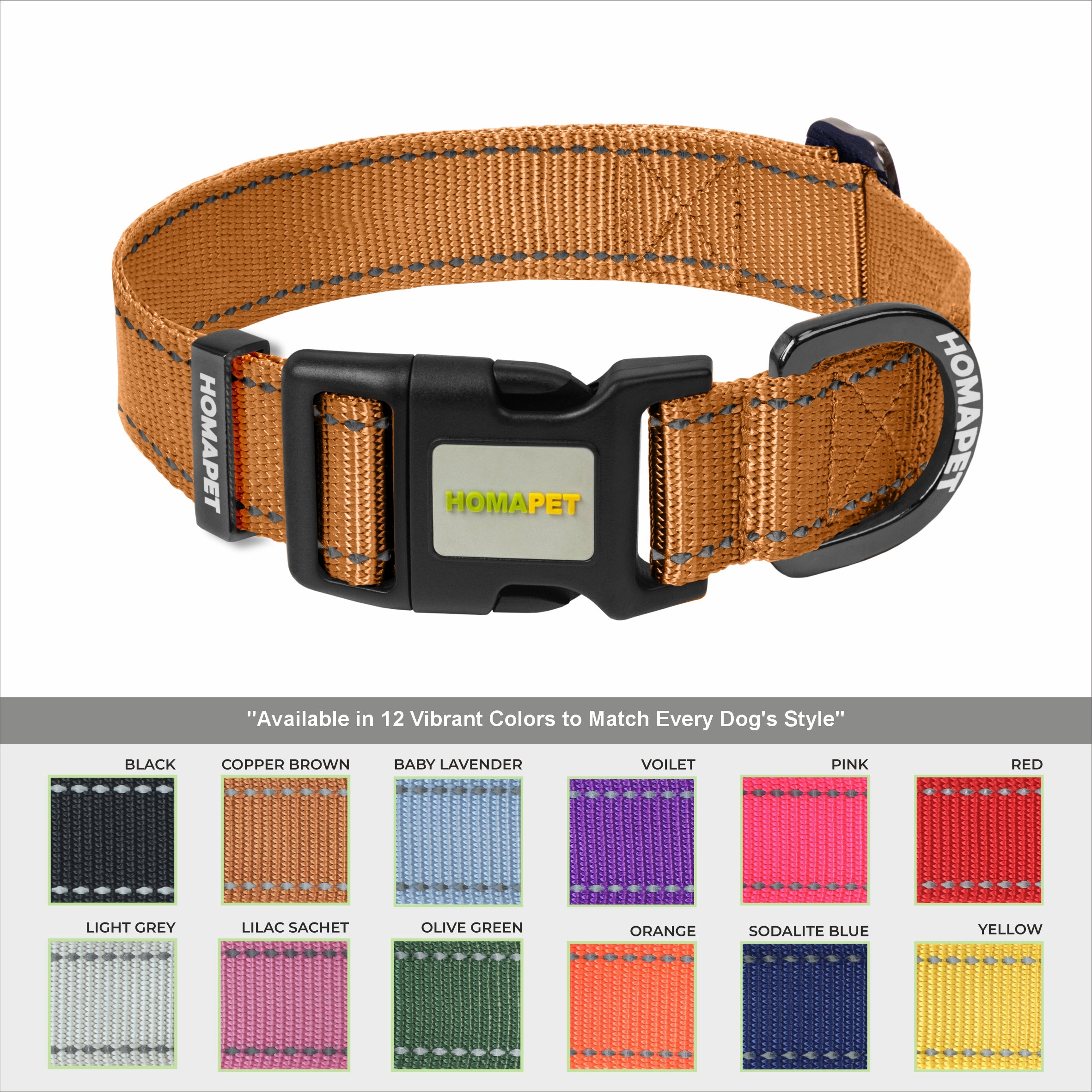 Copper Brown Nylon Dog Collar