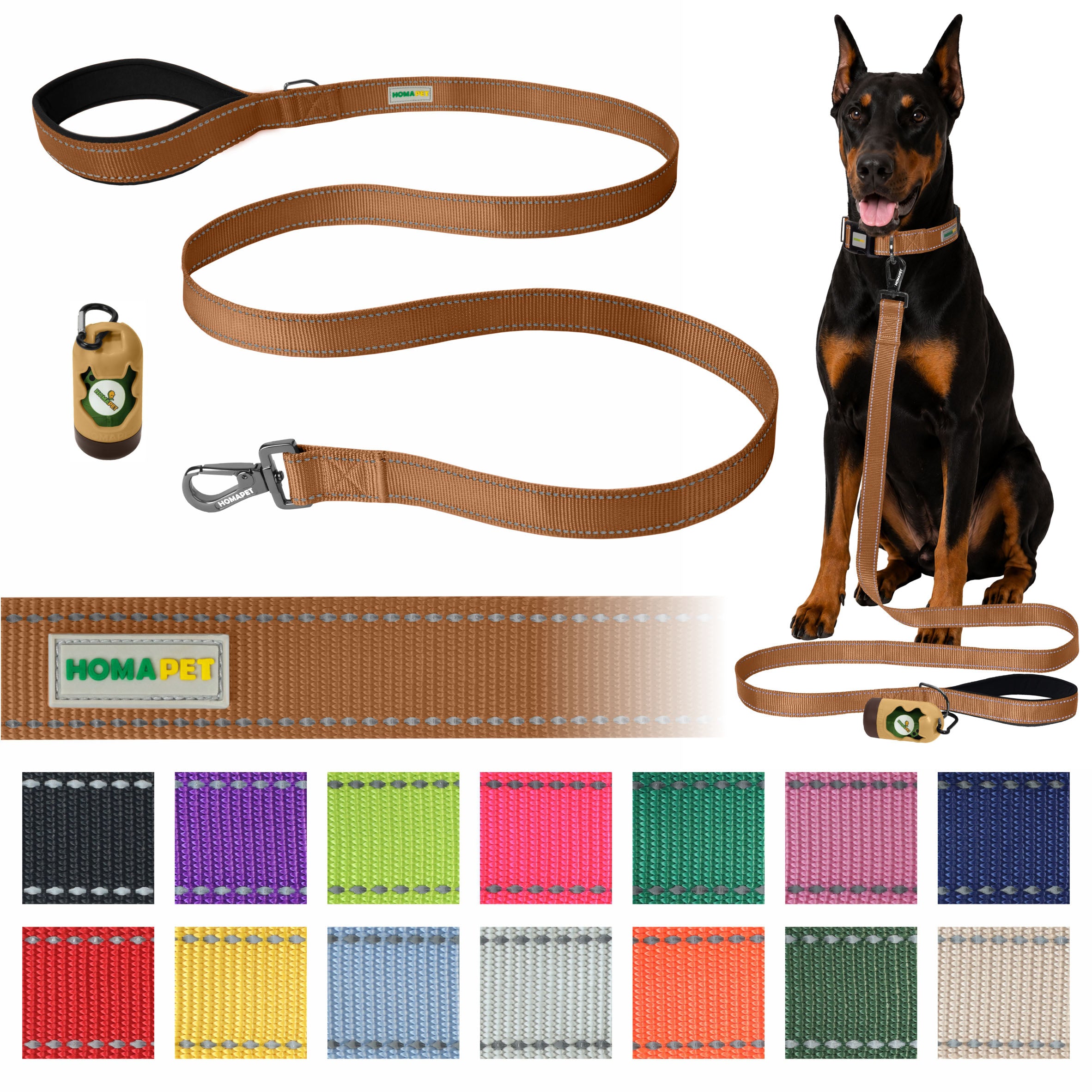 Copper Brown Nylon Dog Leash