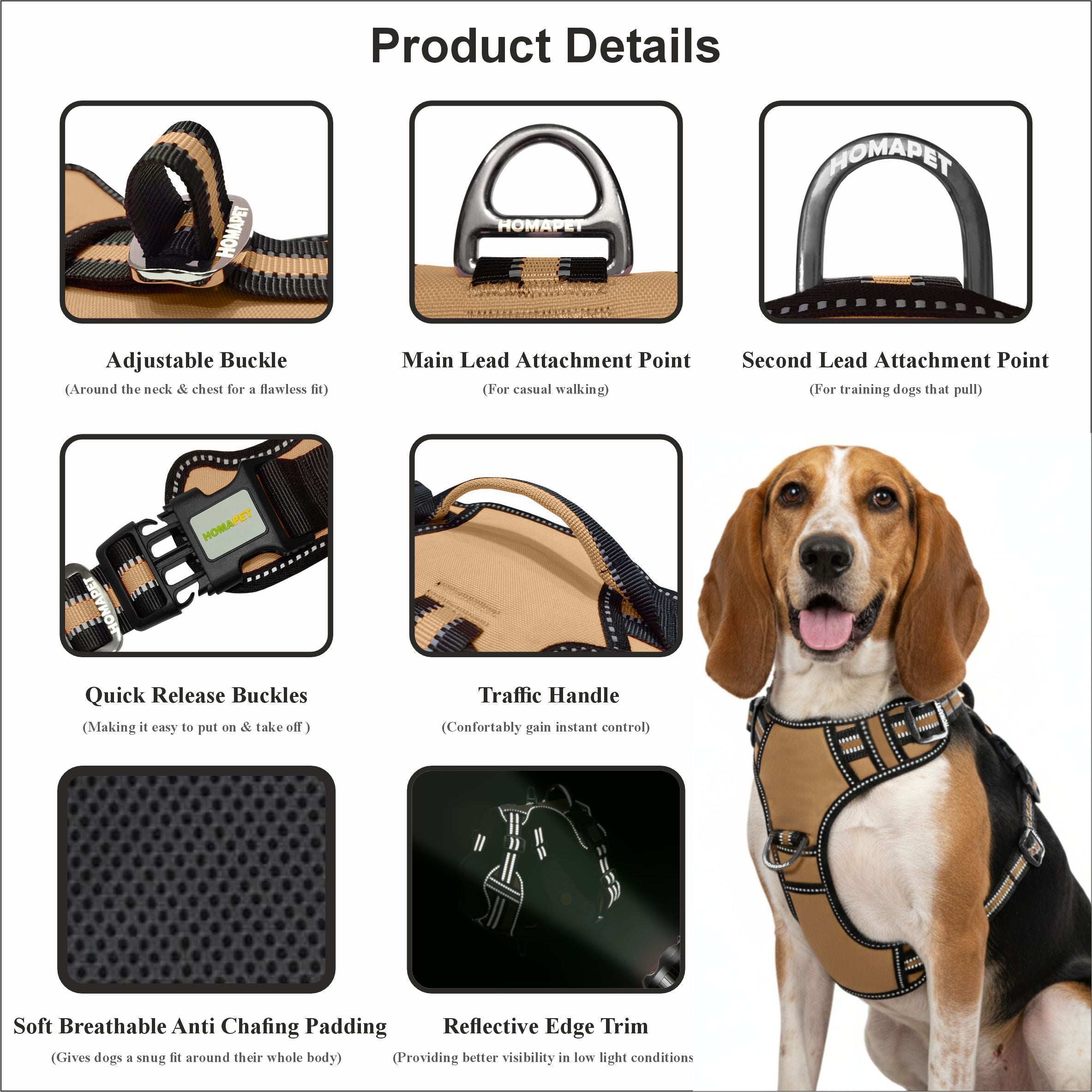 Copper Brown No Pull Dog Harness