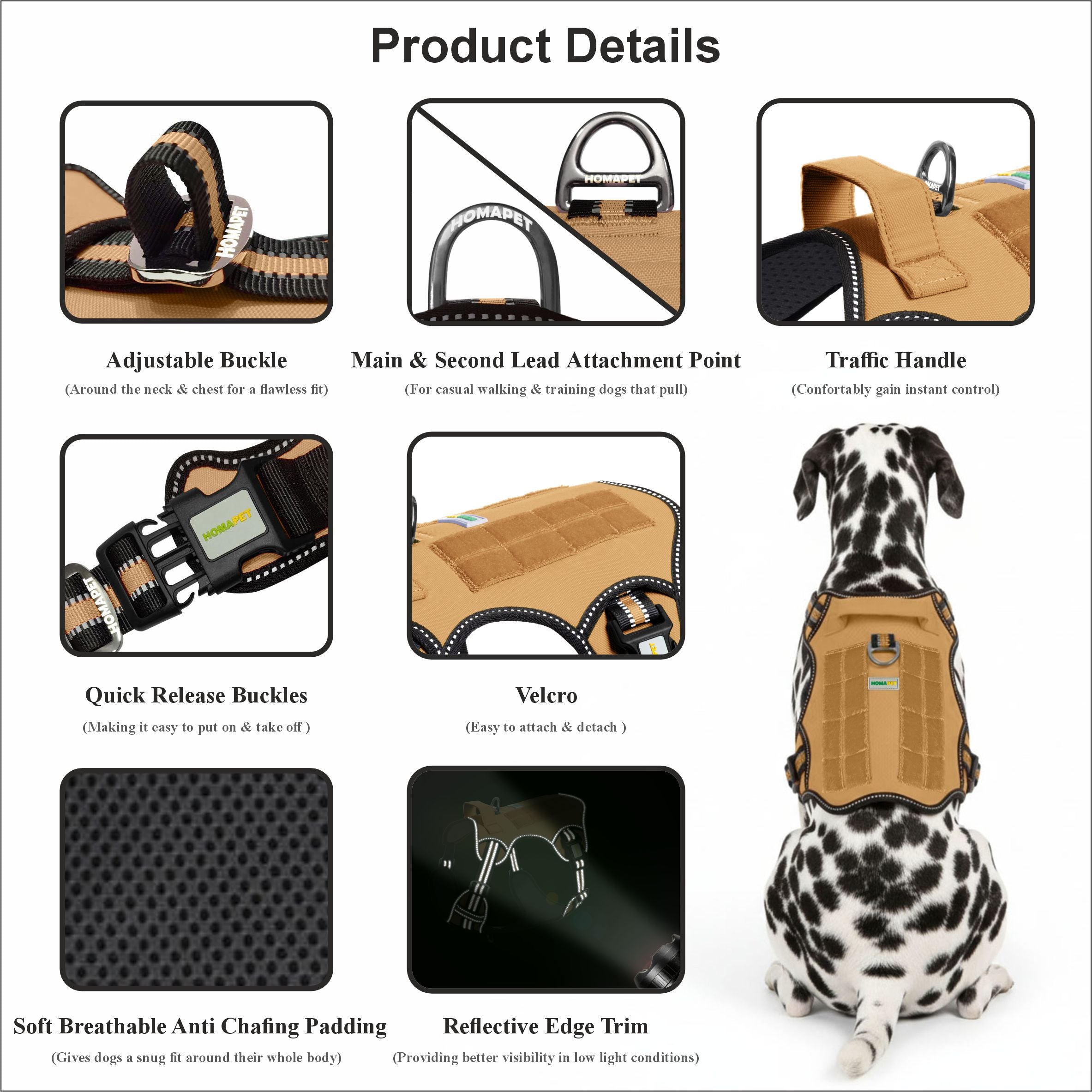 Copper Brown Tactical Dog Harness