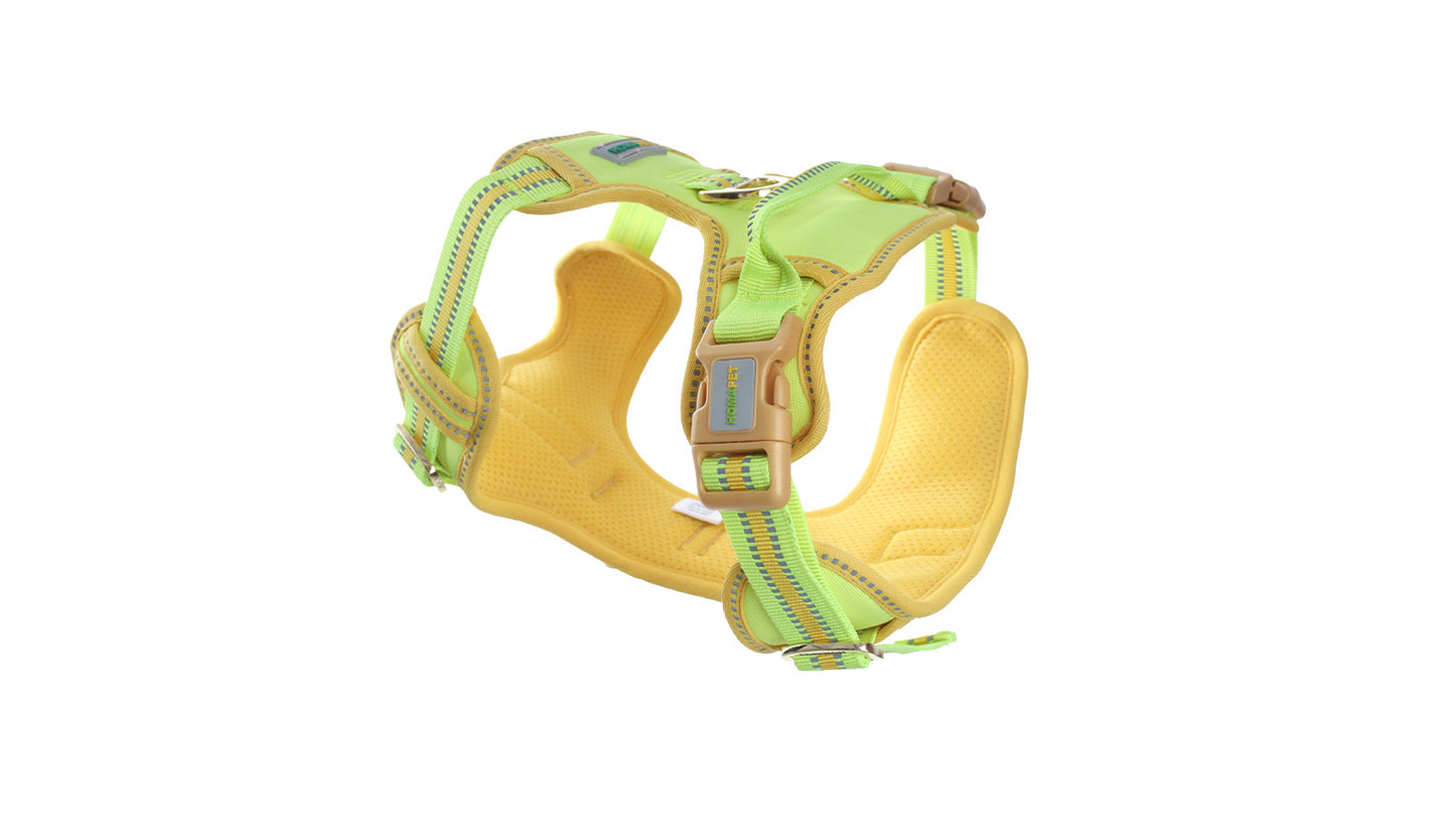 F S Green with Yellow Lining No Pull Dog Harness