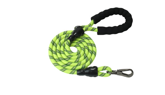 FS Green - Black Braided Polyester Reflective Dog Rope