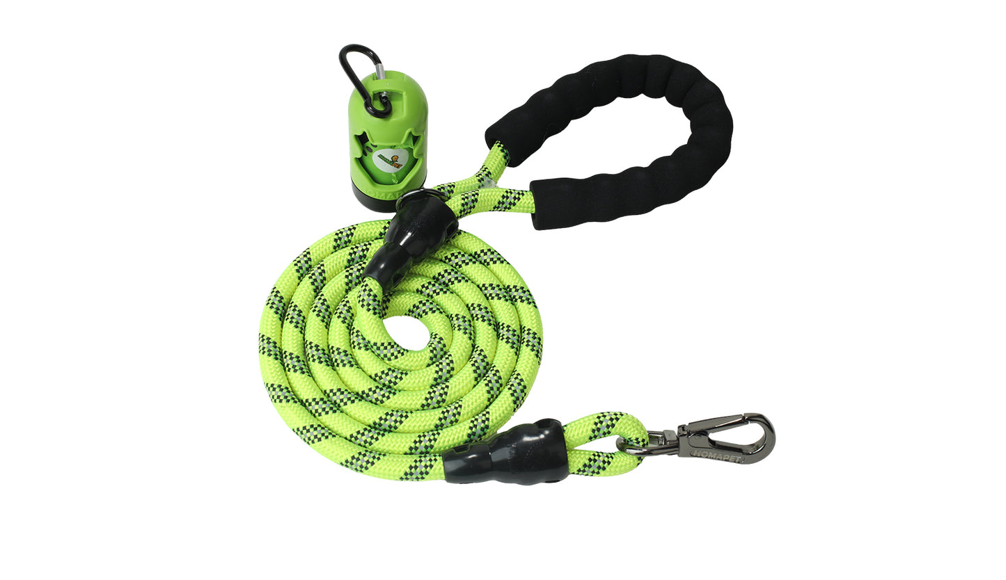 FS Green - Black Braided Polyester Reflective Dog Rope