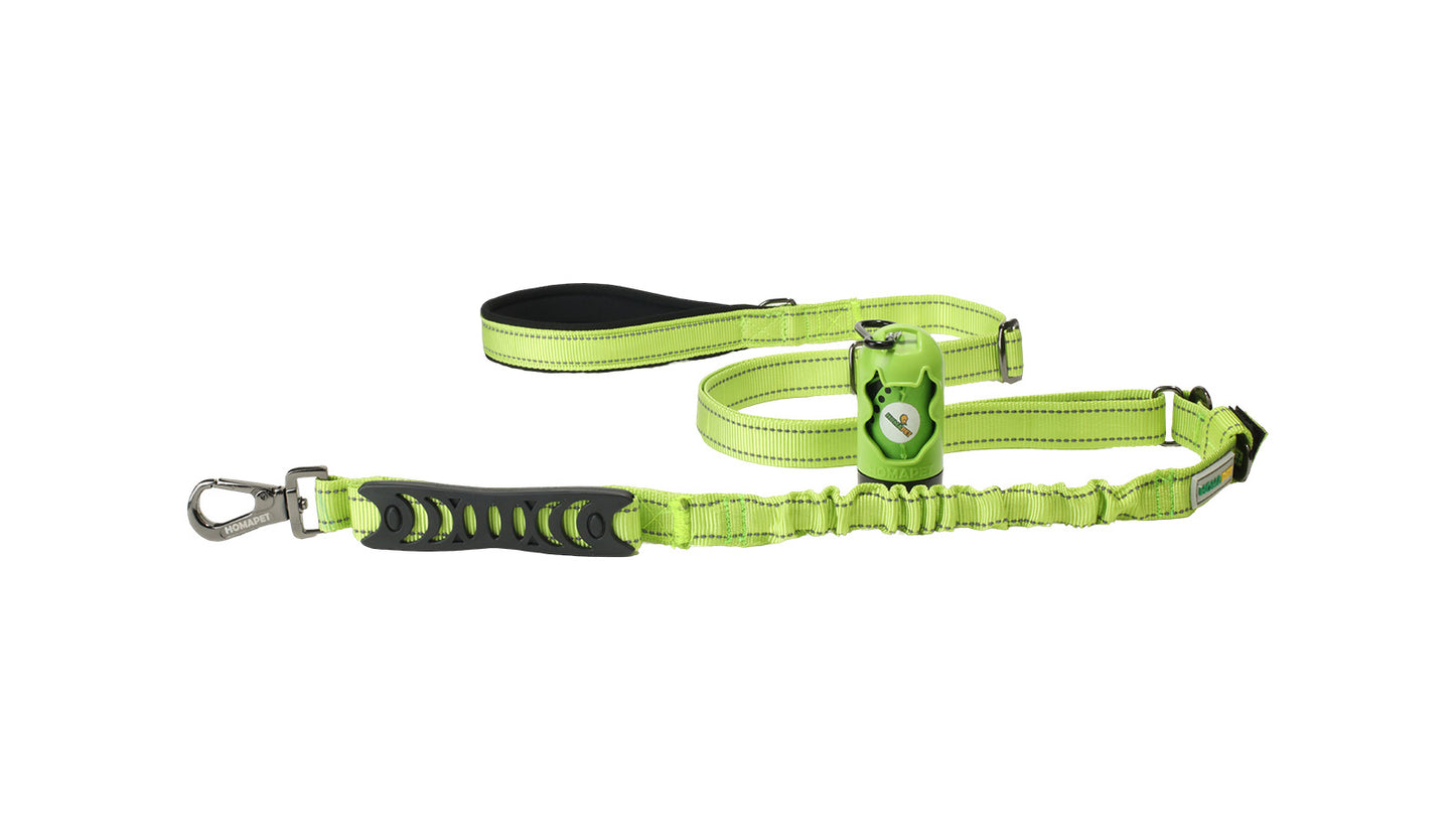 FS Green Nylon Adjustable Bungee Dog Leash