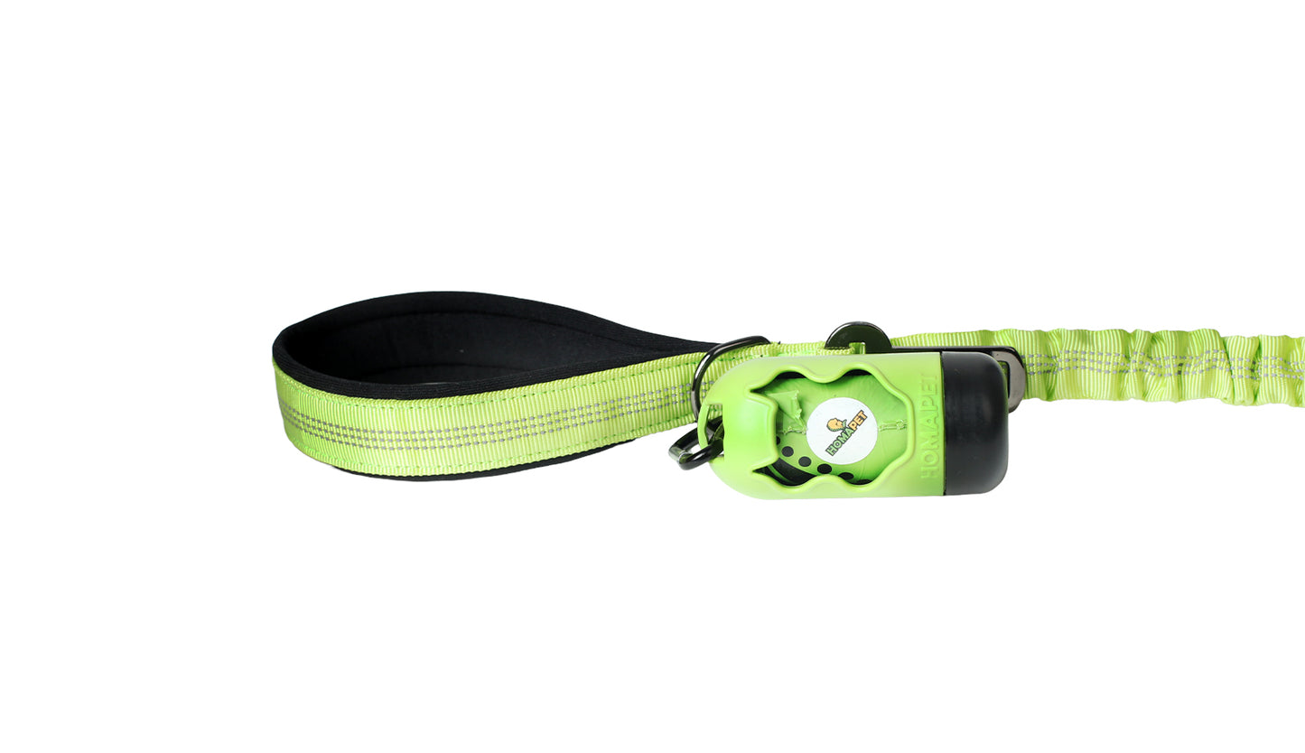 FS Green Nylon Full Bungee Dog Leash