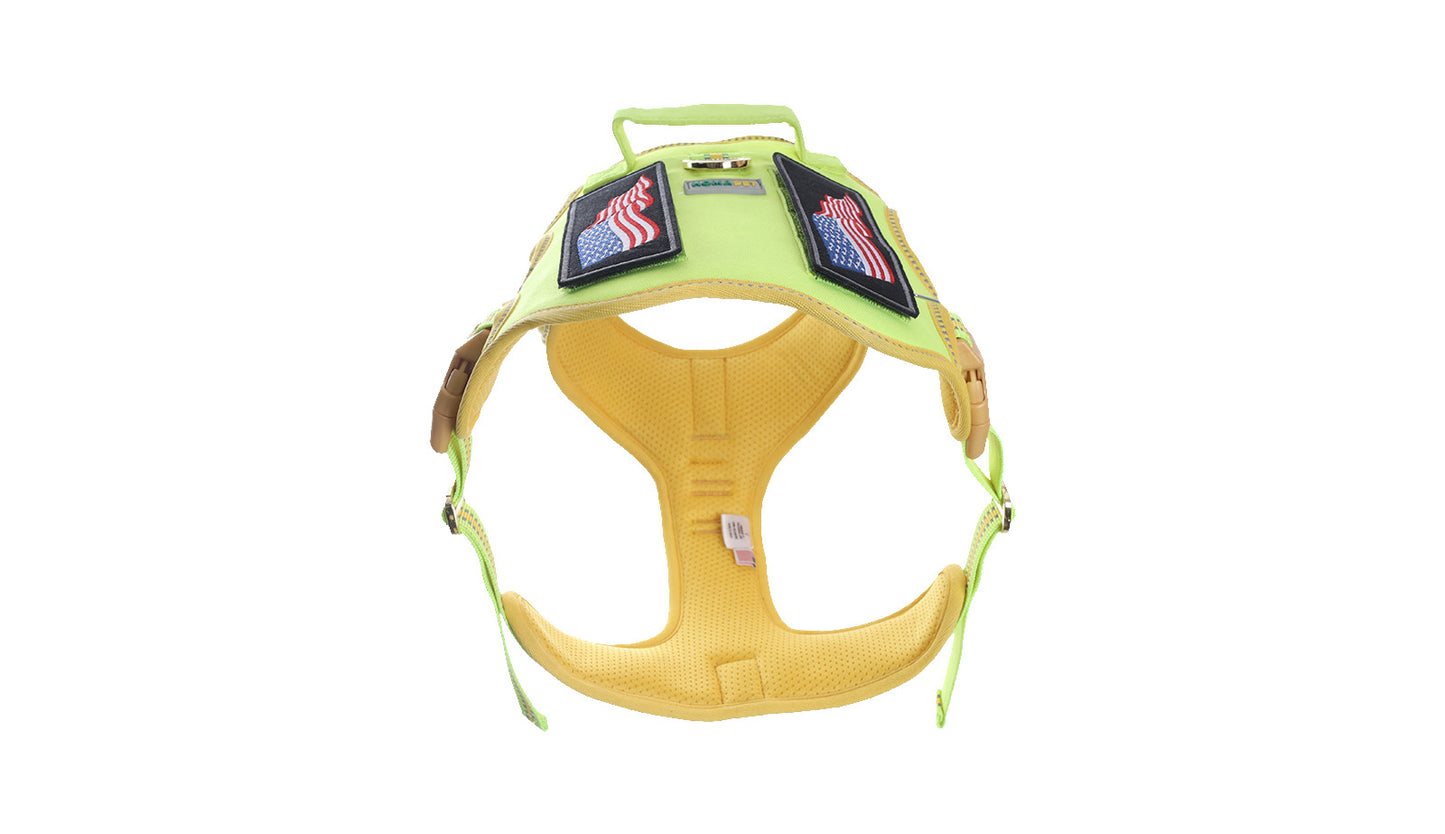 F S Green With Yellow Lining Tactical Dog Harness