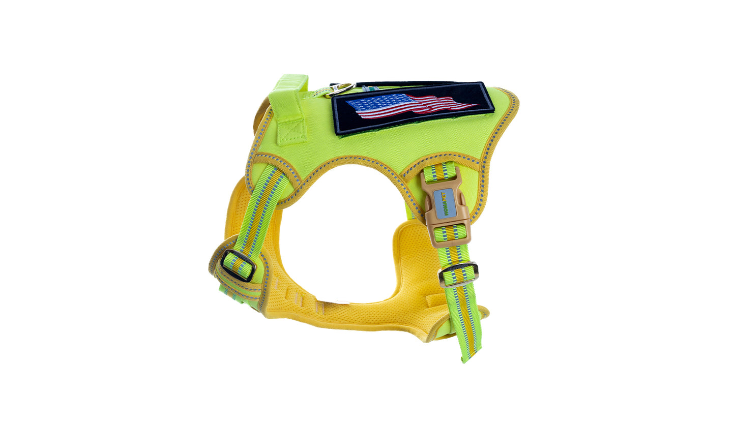 F S Green With Yellow Lining Tactical Dog Harness