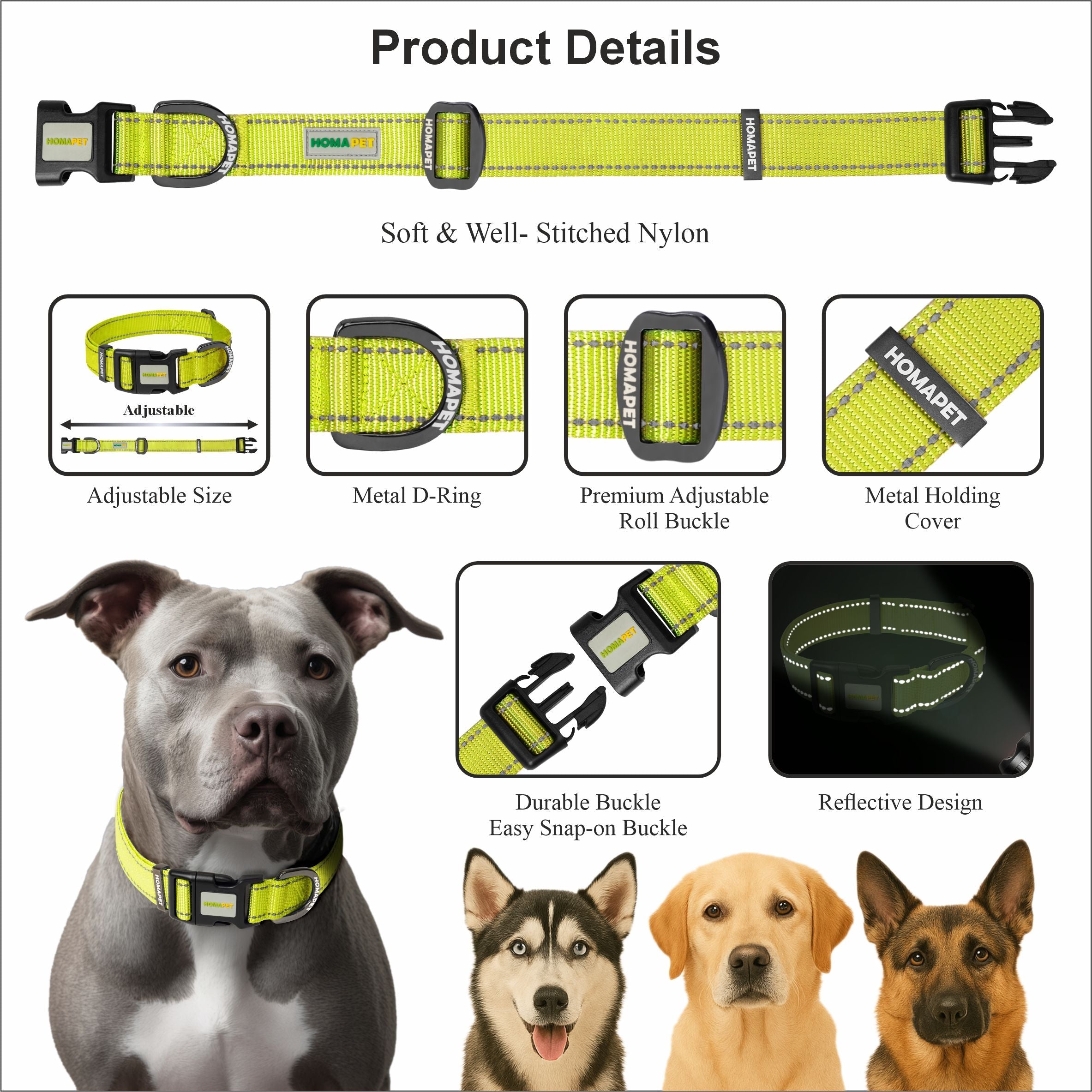 F S Green Nylon Dog Collar