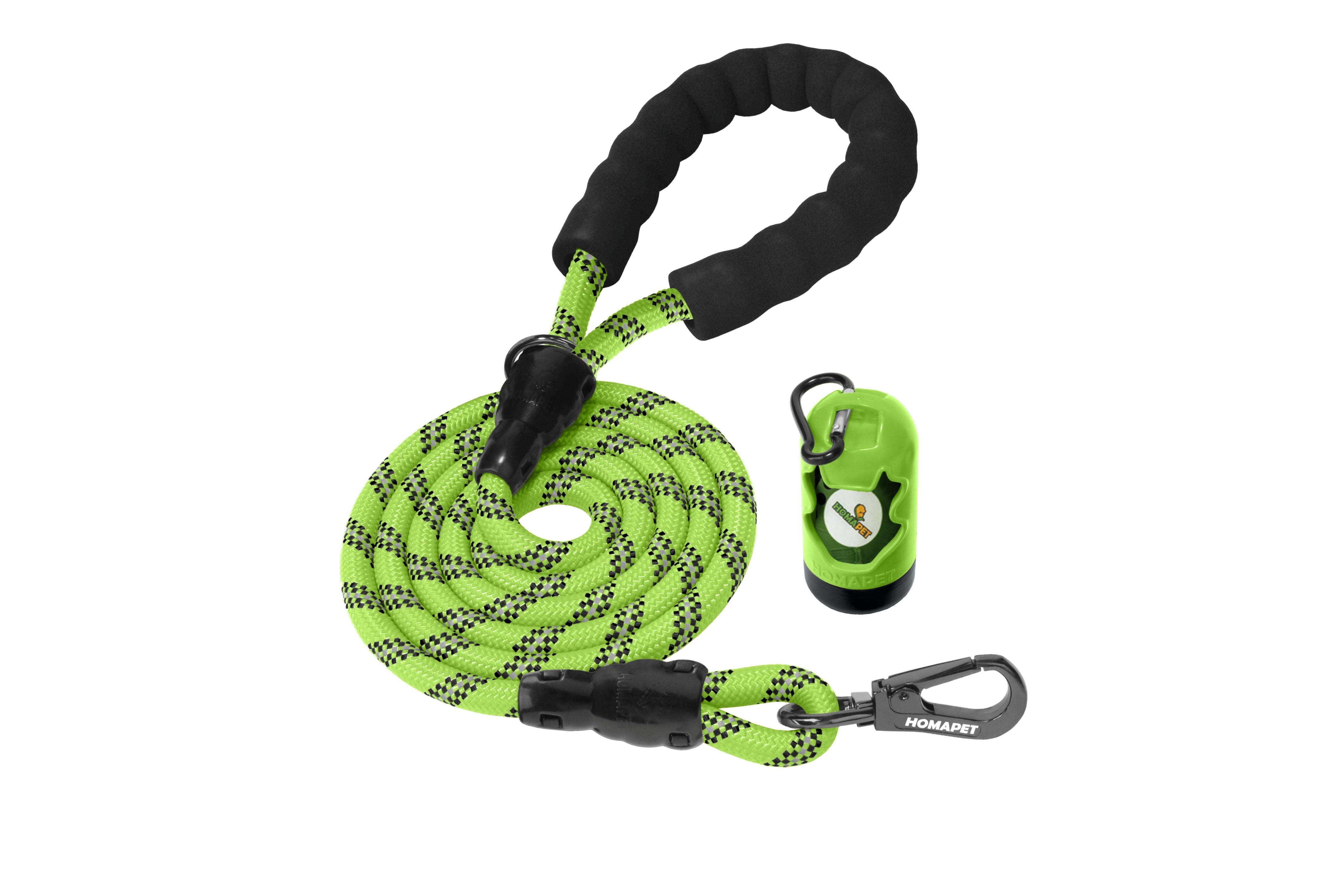 FS Green - Black Braided Polyester Reflective Dog Rope