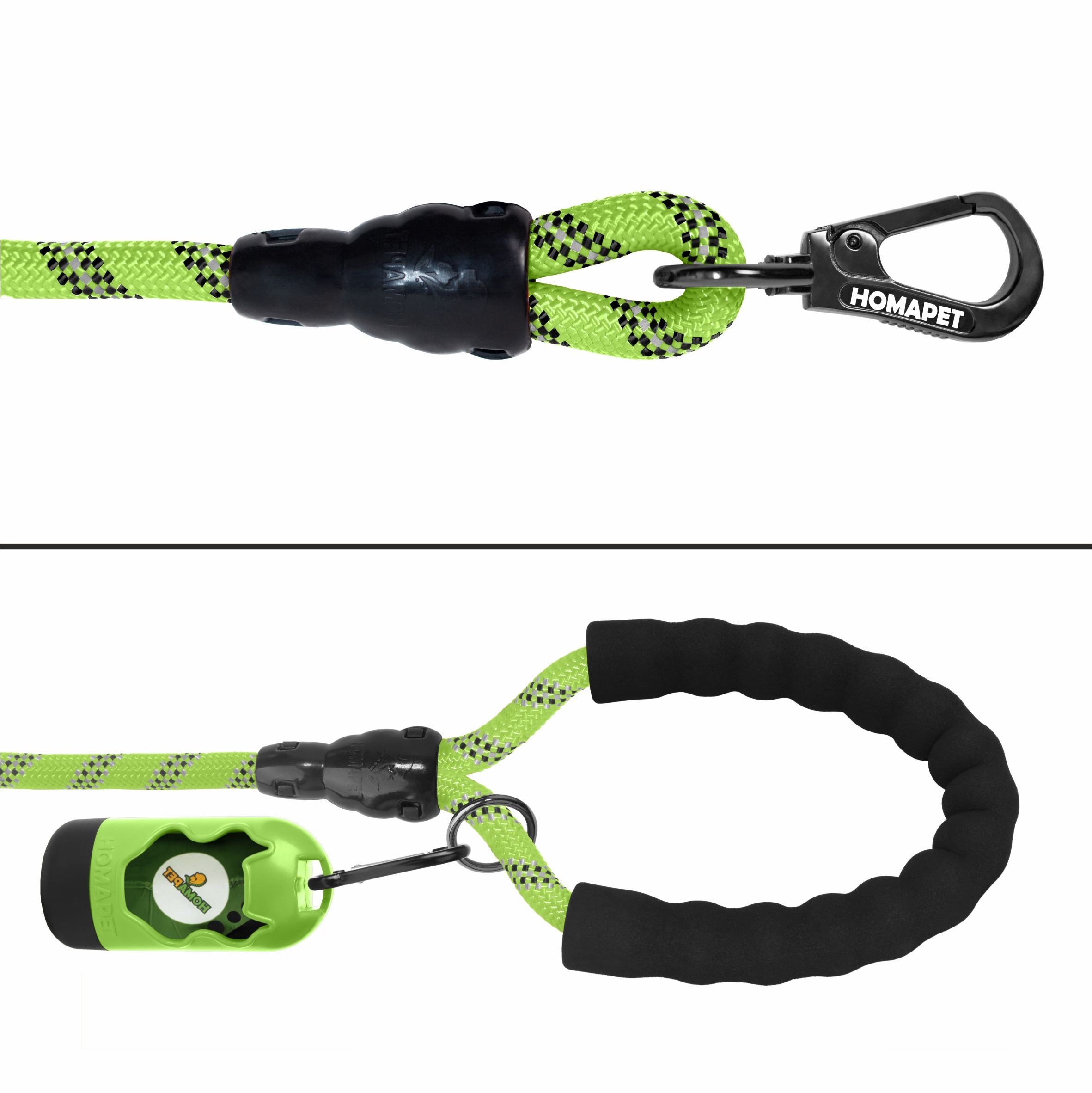 FS Green - Black Braided Polyester Reflective Dog Rope