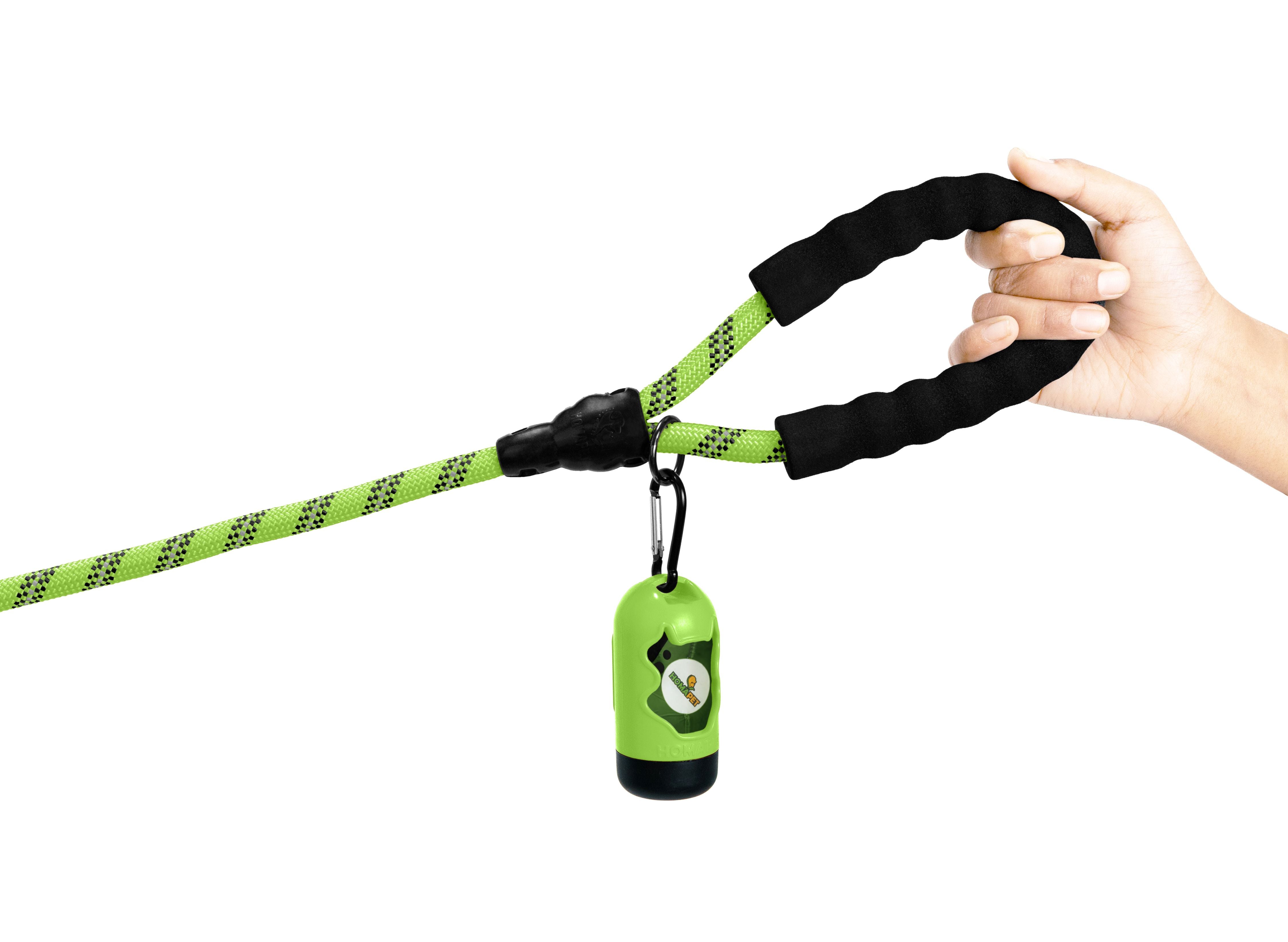 FS Green - Black Braided Polyester Reflective Dog Rope