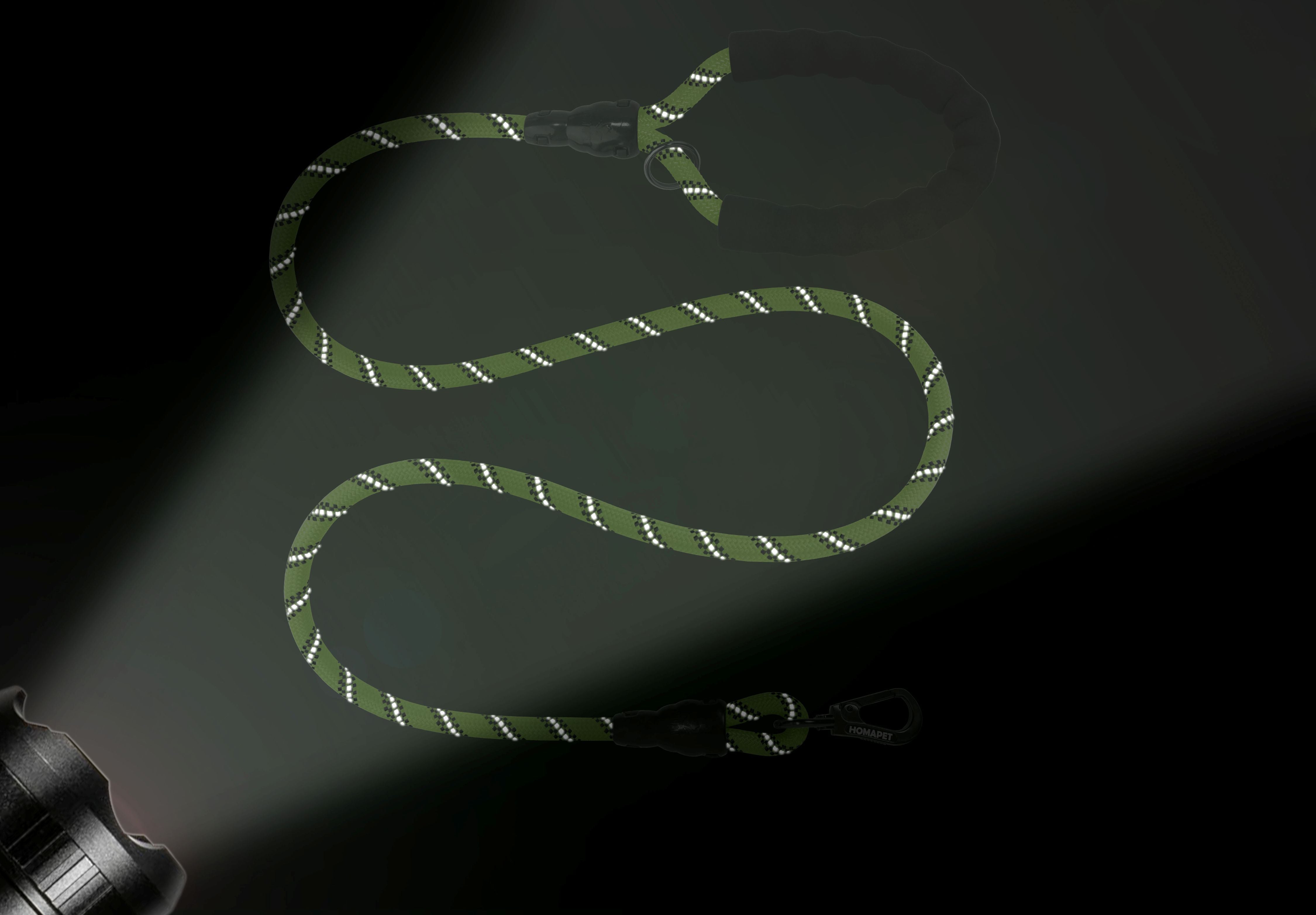 FS Green - Black Braided Polyester Reflective Dog Rope