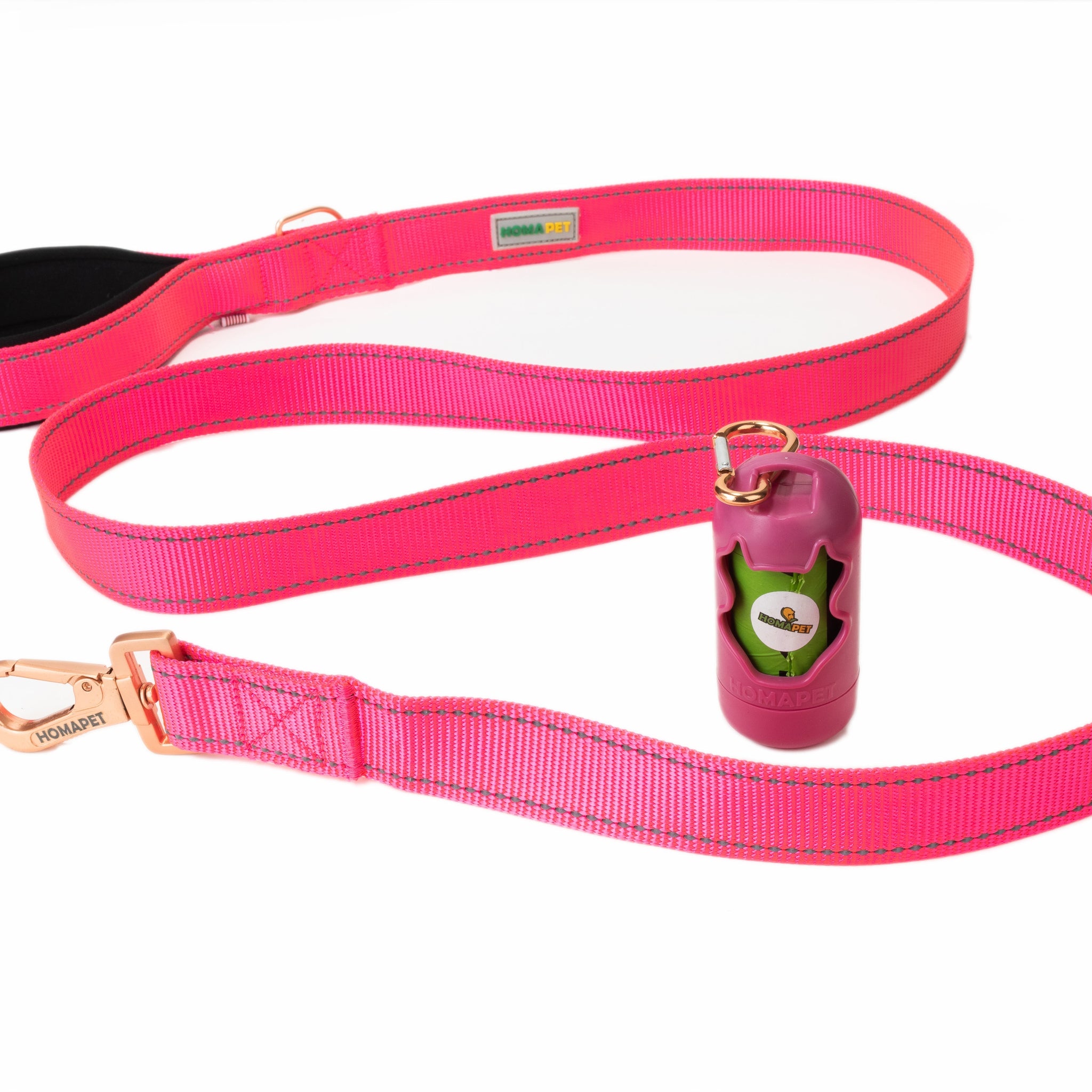Pink Flat Nylon Dog Leash