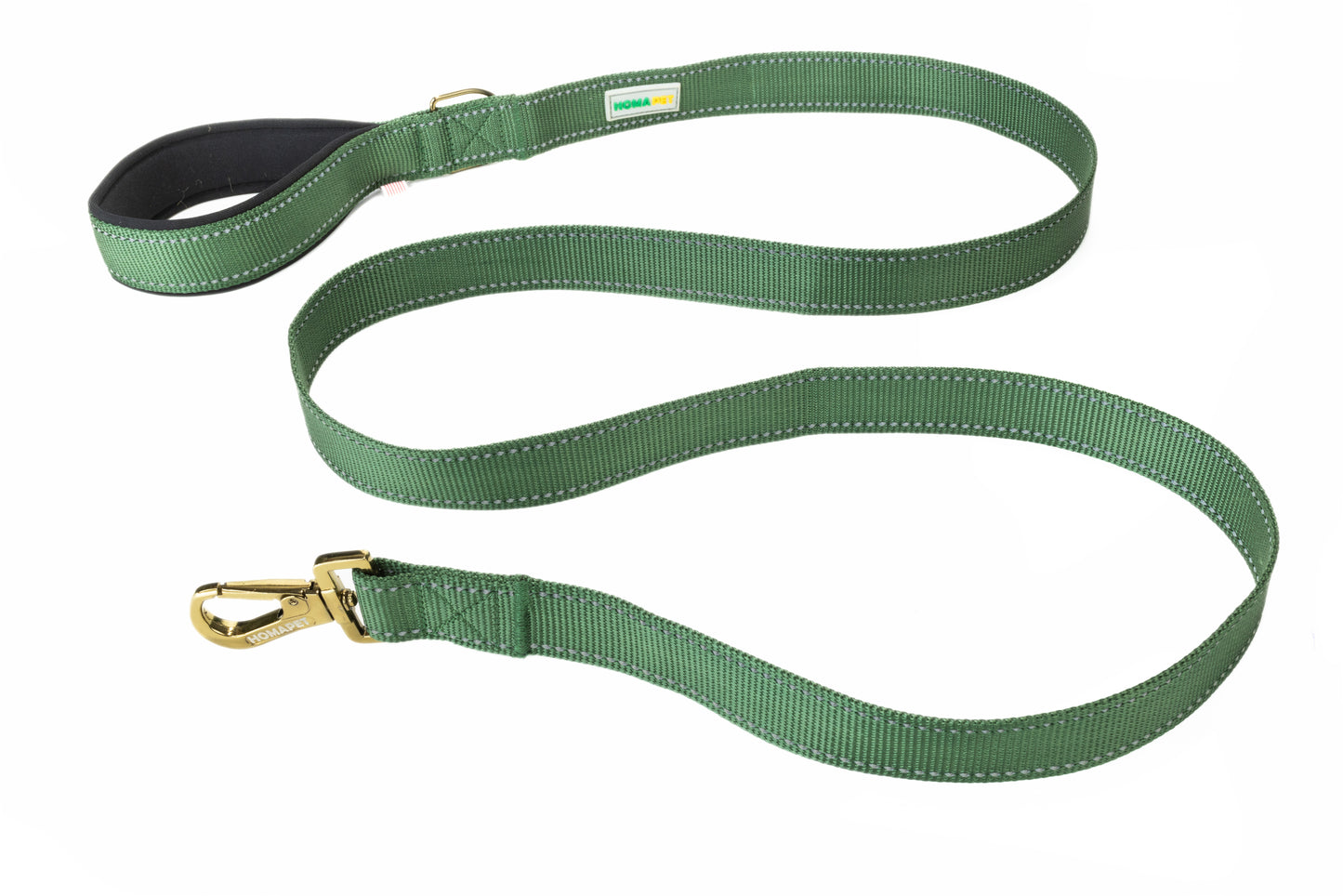 Olive Green Flat Nylon Dog Leash