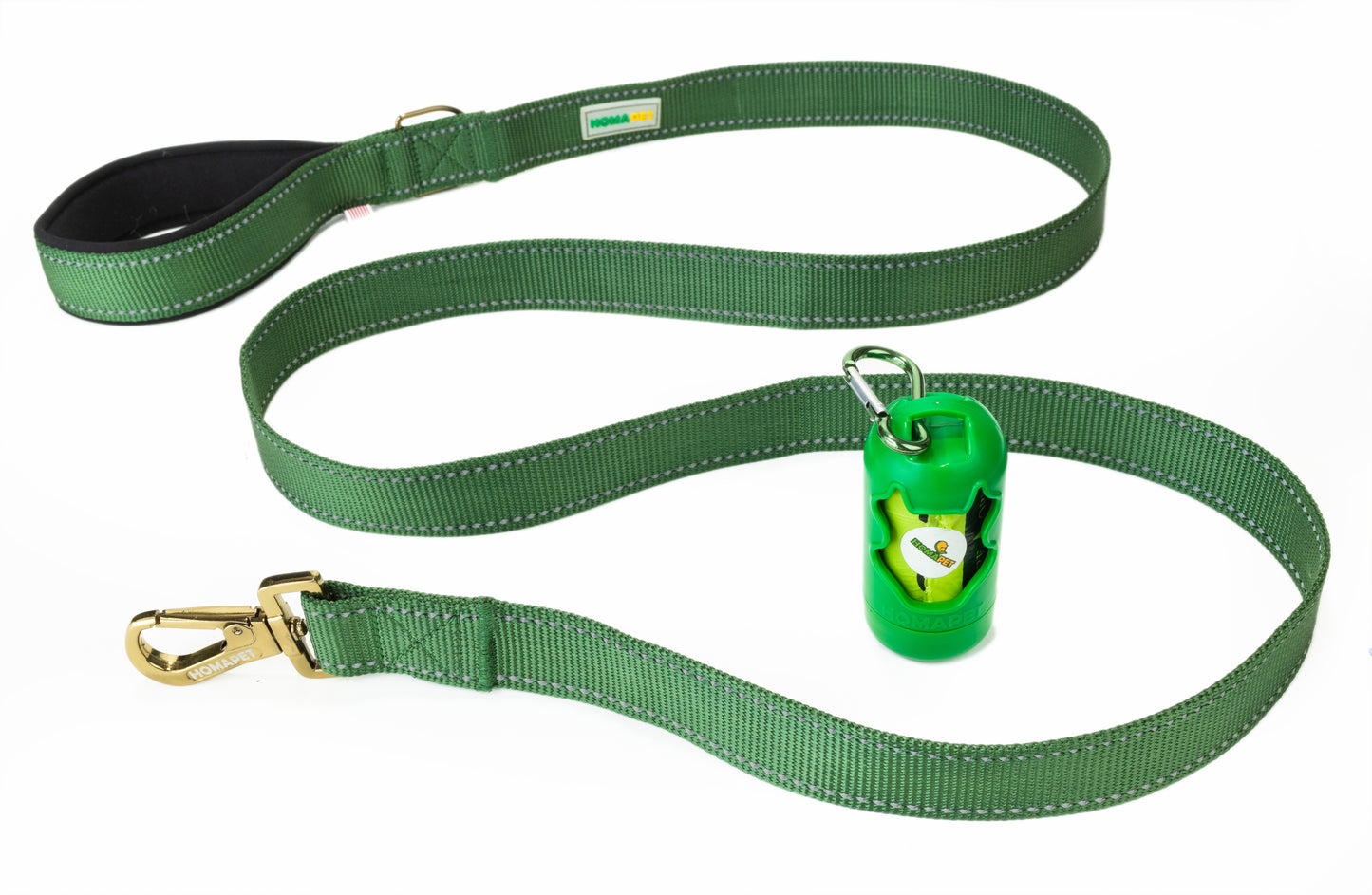 Olive Green Flat Nylon Dog Leash