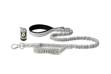 Light Grey Nylon Full Bungee Dog Leash