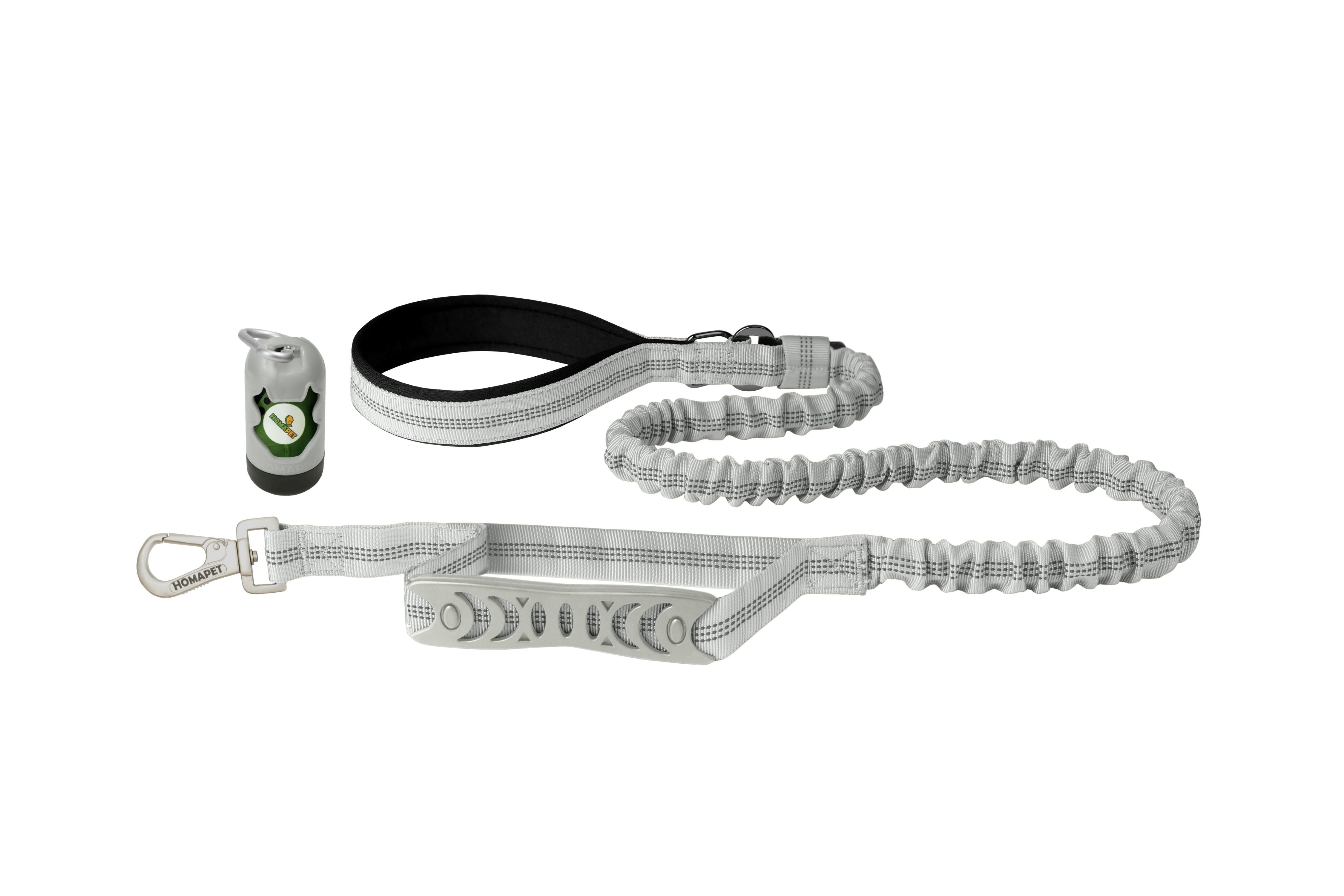 Light Grey Nylon Full Bungee Dog Leash