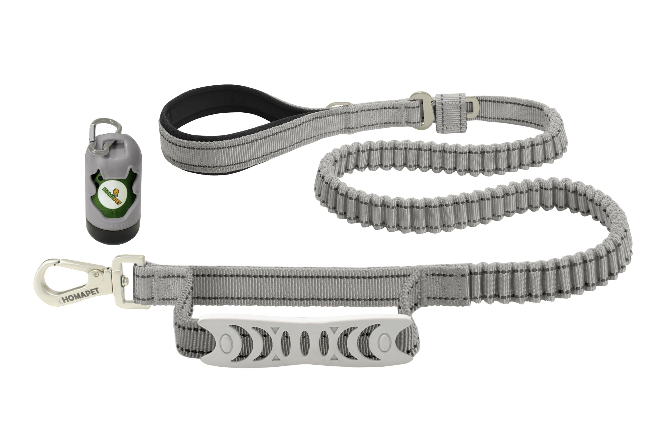 Light Grey Polyester Full Bungee Dog Leash