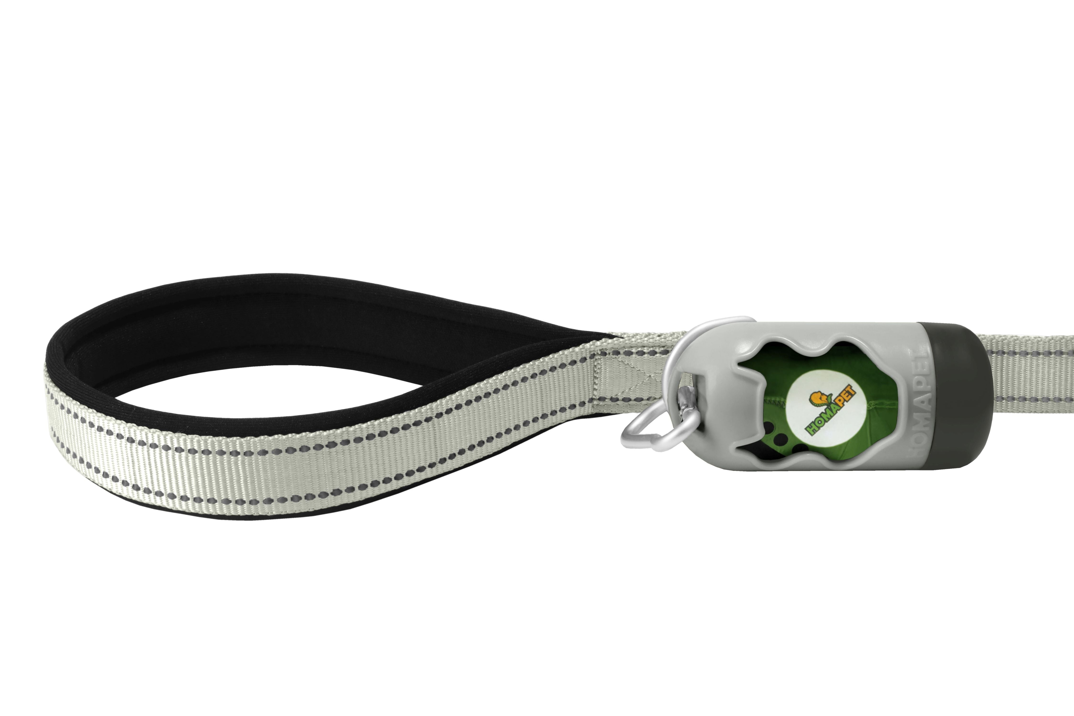 Light Grey Nylon Adjustable Bungee Dog Leash