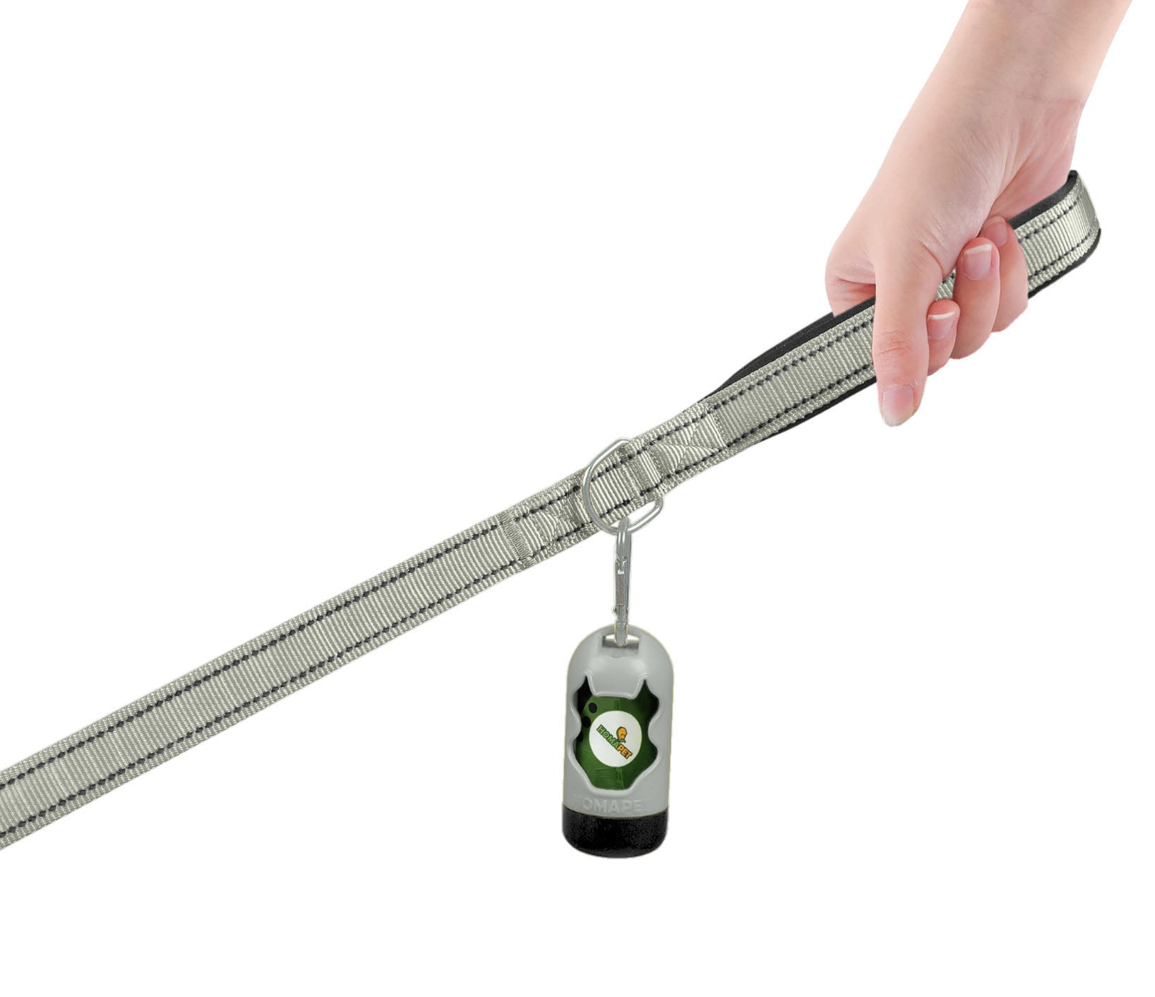 Light Grey Nylon Adjustable Bungee Dog Leash