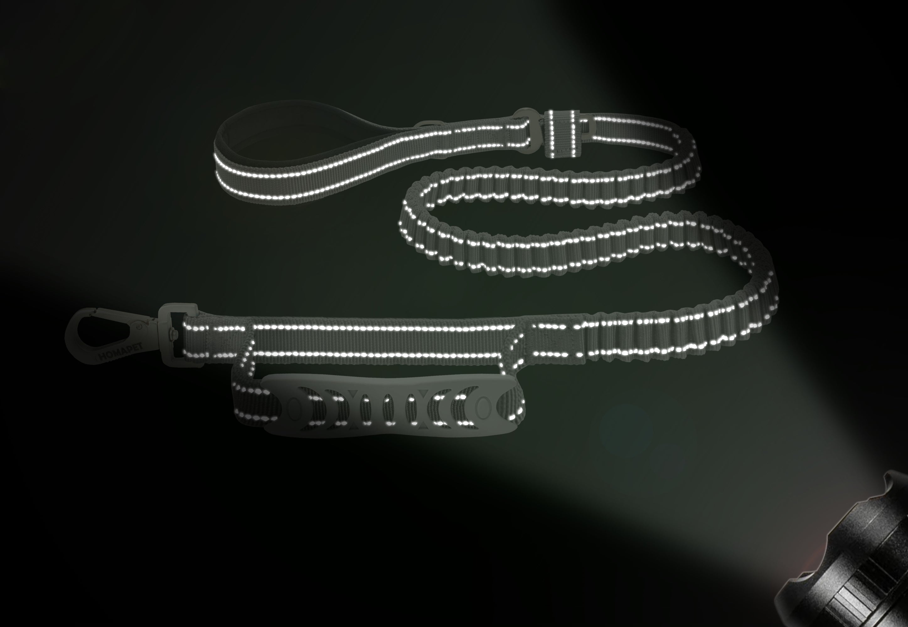 Light Grey Polyester Full Bungee Dog Leash