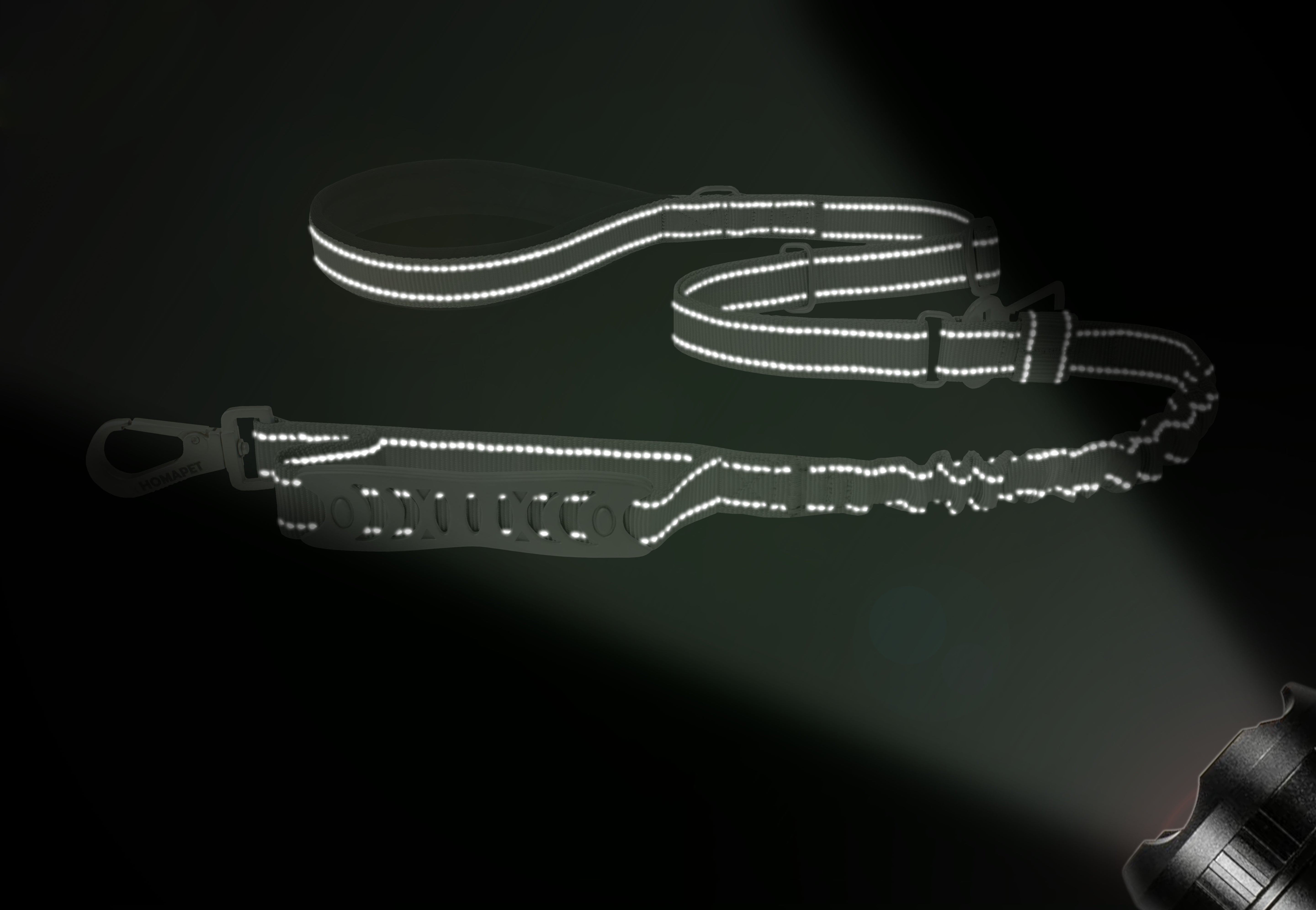 Light Grey Nylon Adjustable Bungee Dog Leash