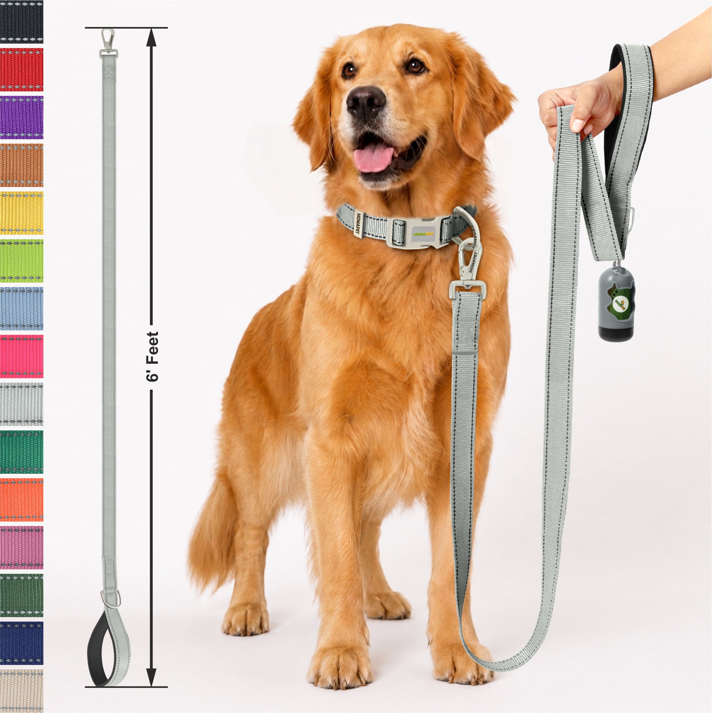 Light Grey Nylon Dog Leash