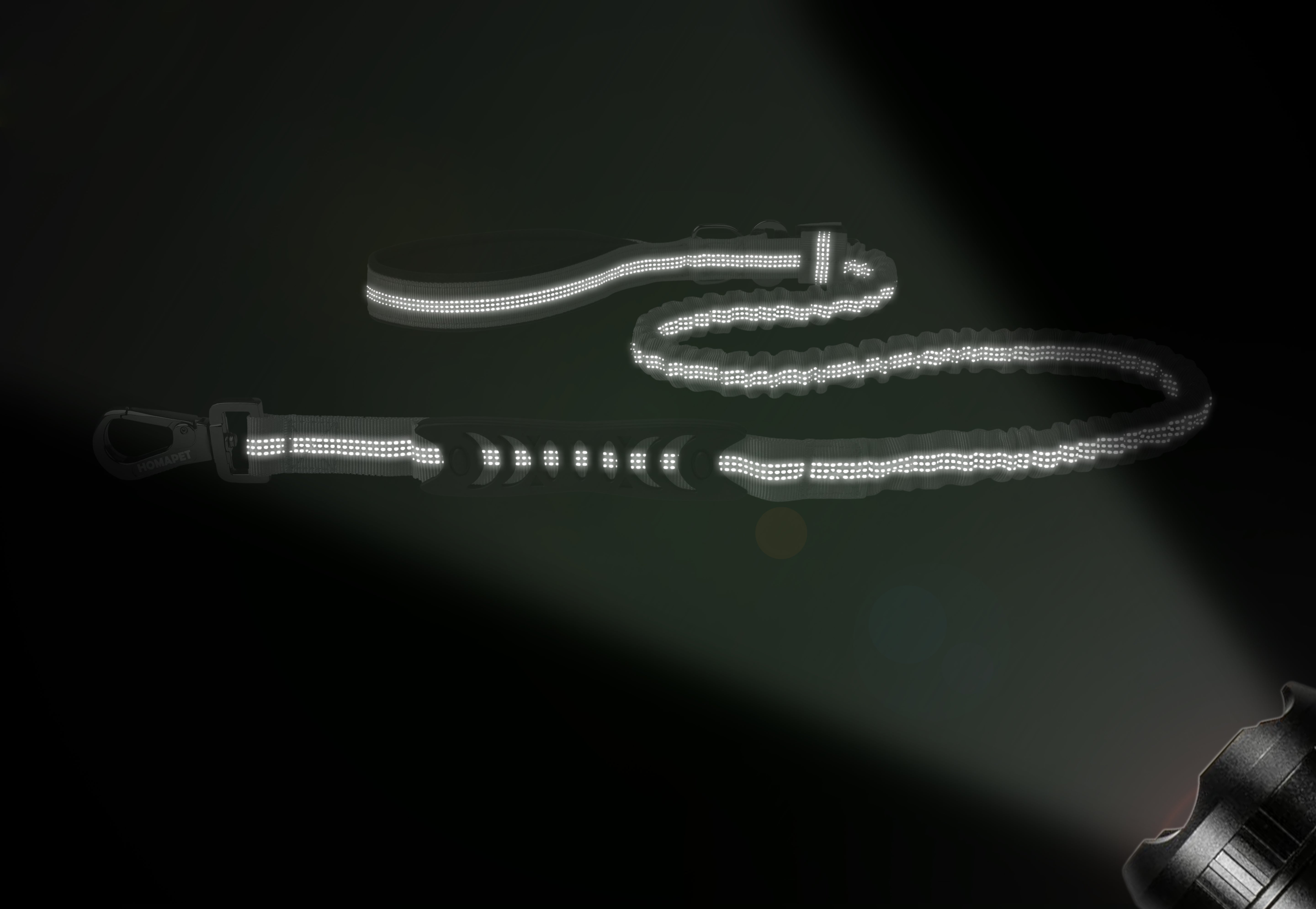 Light Grey Nylon Full Bungee Dog Leash