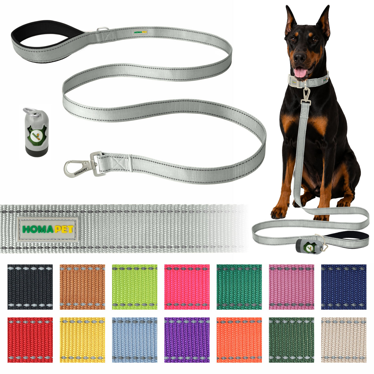 Light Grey Nylon Dog Leash
