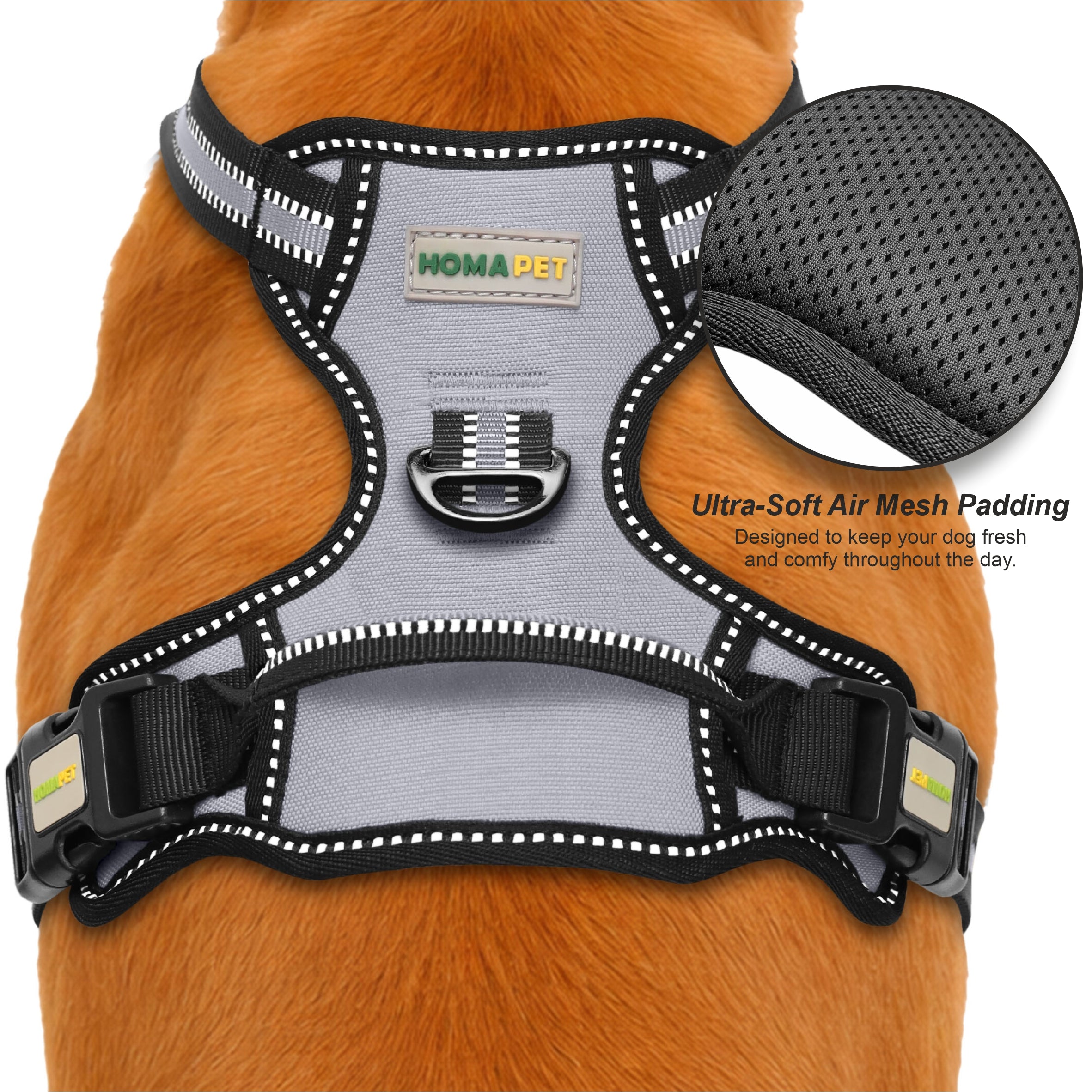 Light Grey Pull Dog Harness