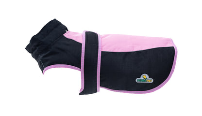 Lilac Sachet  Black Himalaya Dog Coat with 200 GSM Padding - Flat