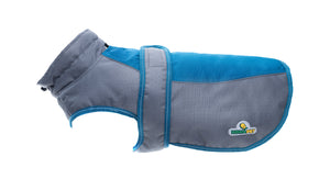 Poly Green Dark Grey Himalaya Dog Coat with 200 GSM Padding - Flat
