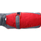 Red  Dark Grey Himalaya Dog Coat with 200 GSM Padding - Flat