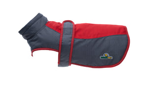 Red Dark Grey Himalaya Dog Coat with 200 GSM Padding - Flat