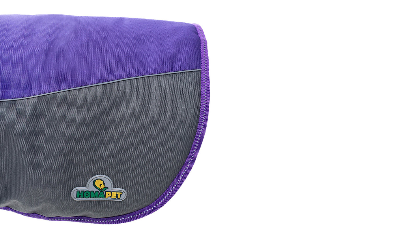 Violet  Dark Grey Himalaya Dog Coat with 200 GSM Padding - Flat