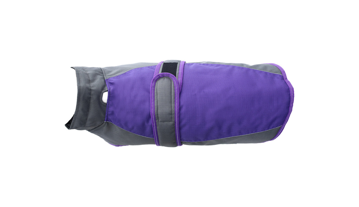 Violet  Dark Grey Himalaya Dog Coat with 200 GSM Padding - Flat