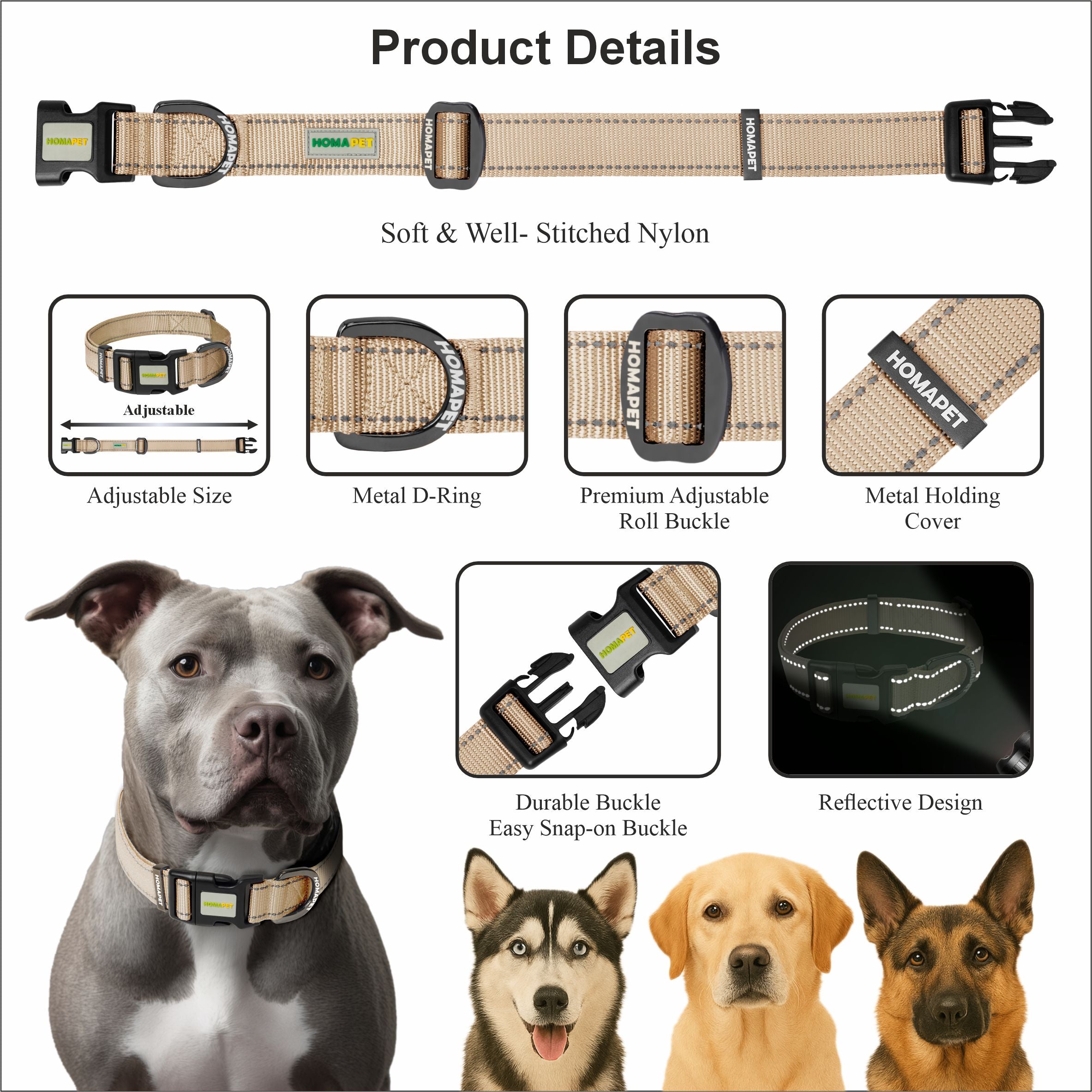Ivory Nylon Dog Collar
