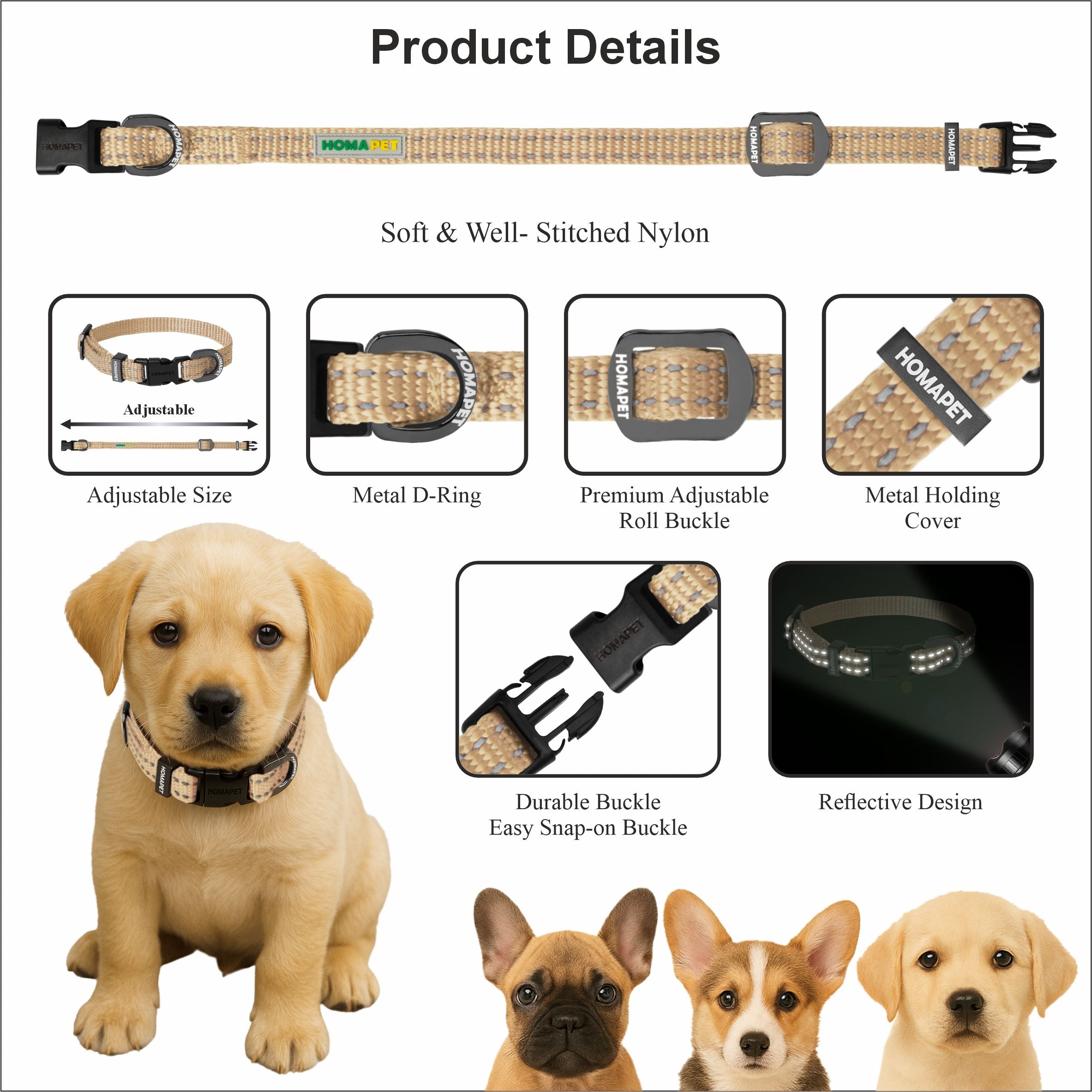 Ivory Nylon Dog Collar XS